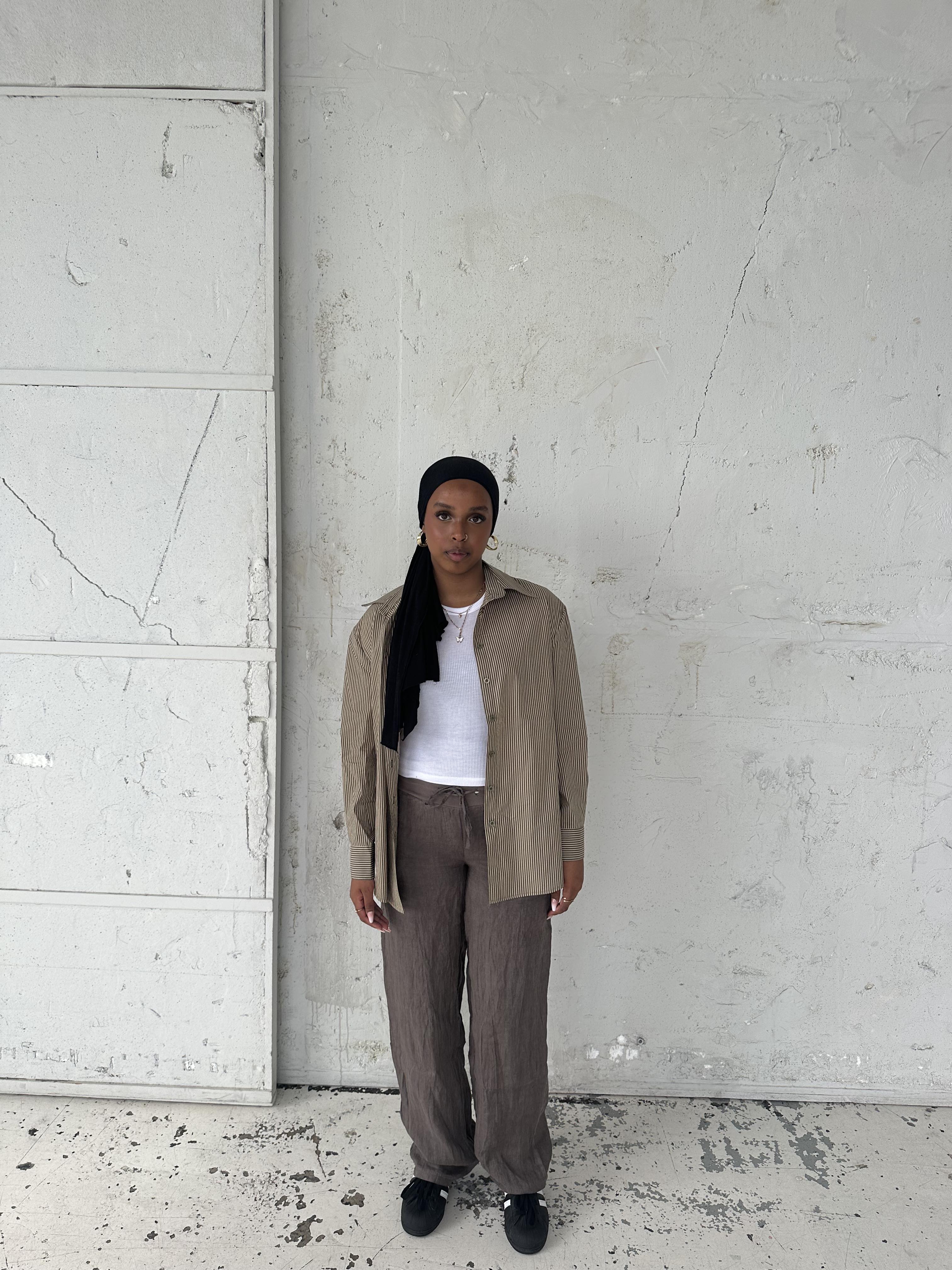 Zuri shirt with stripes - Khaki/beige 2 Zuri shirt with stripes - Khaki/beige