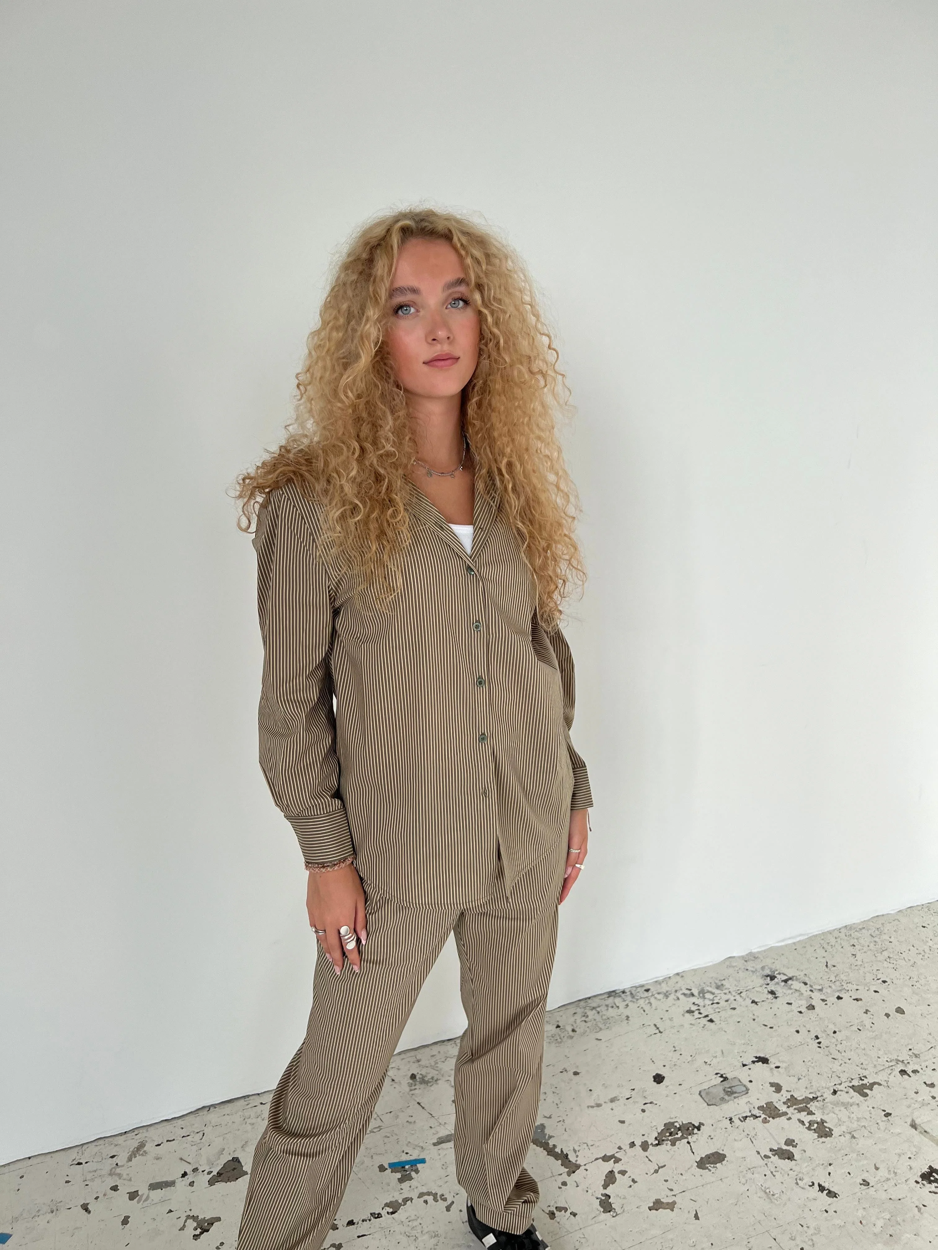 Zuri shirt with stripes - Khaki/beige 6 Zuri shirt with stripes - Khaki/beige