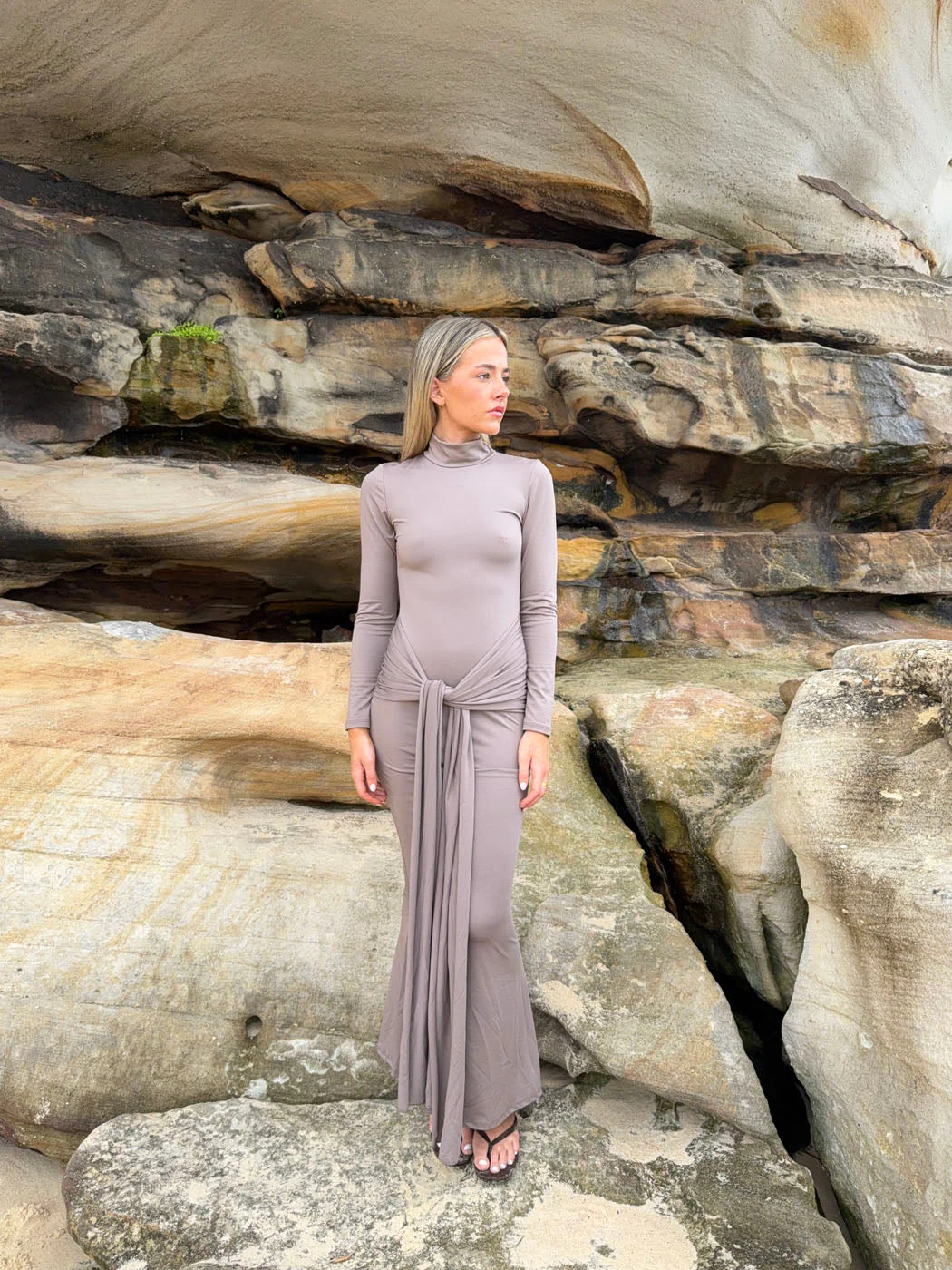Silia maxi dress with ties - Taupe 8 Silia maxi dress with ties - Taupe