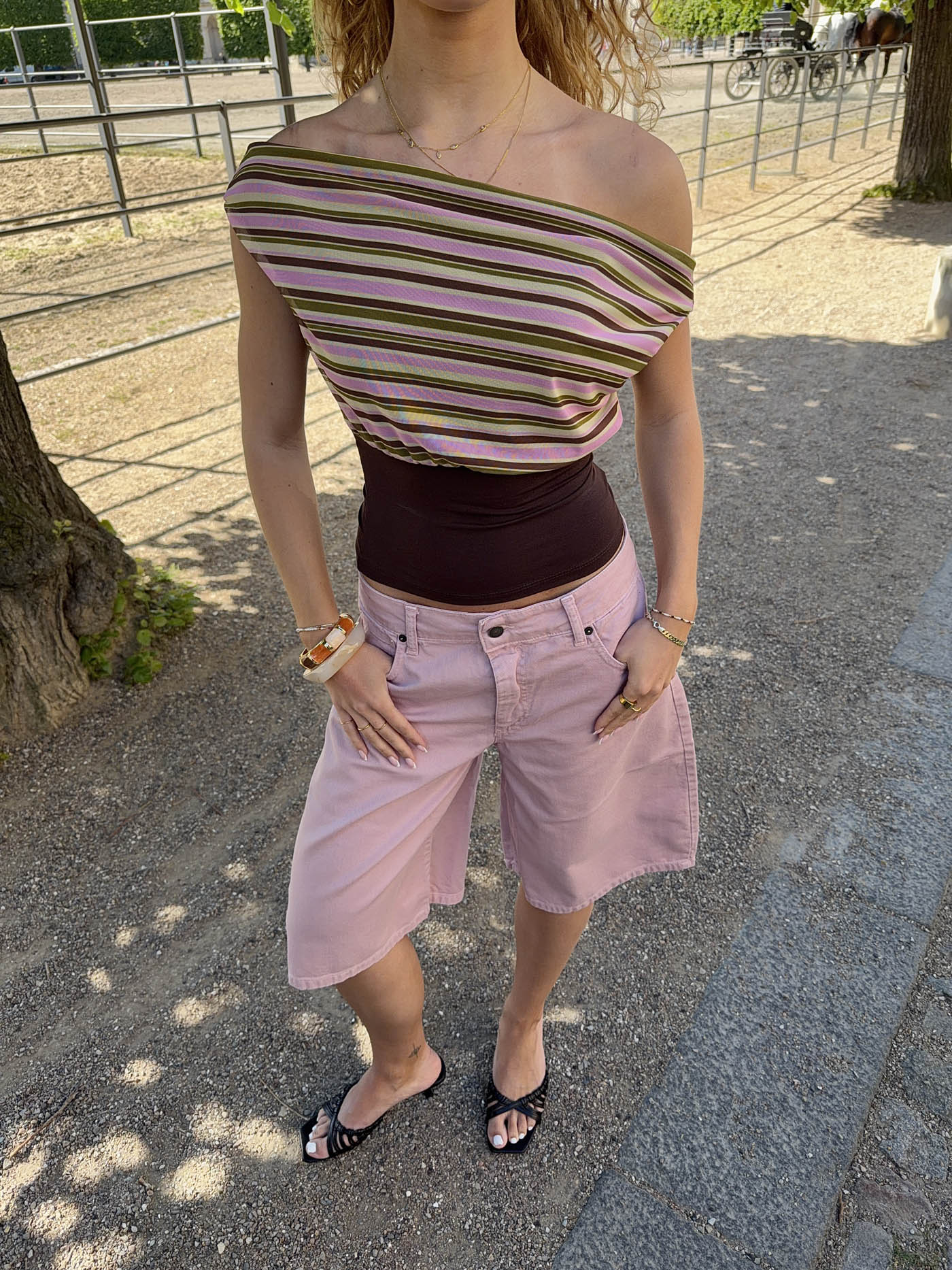 Zuloa top with stripes - Pink/green/brown 6 Zuloa top with stripes - Pink/green/brown