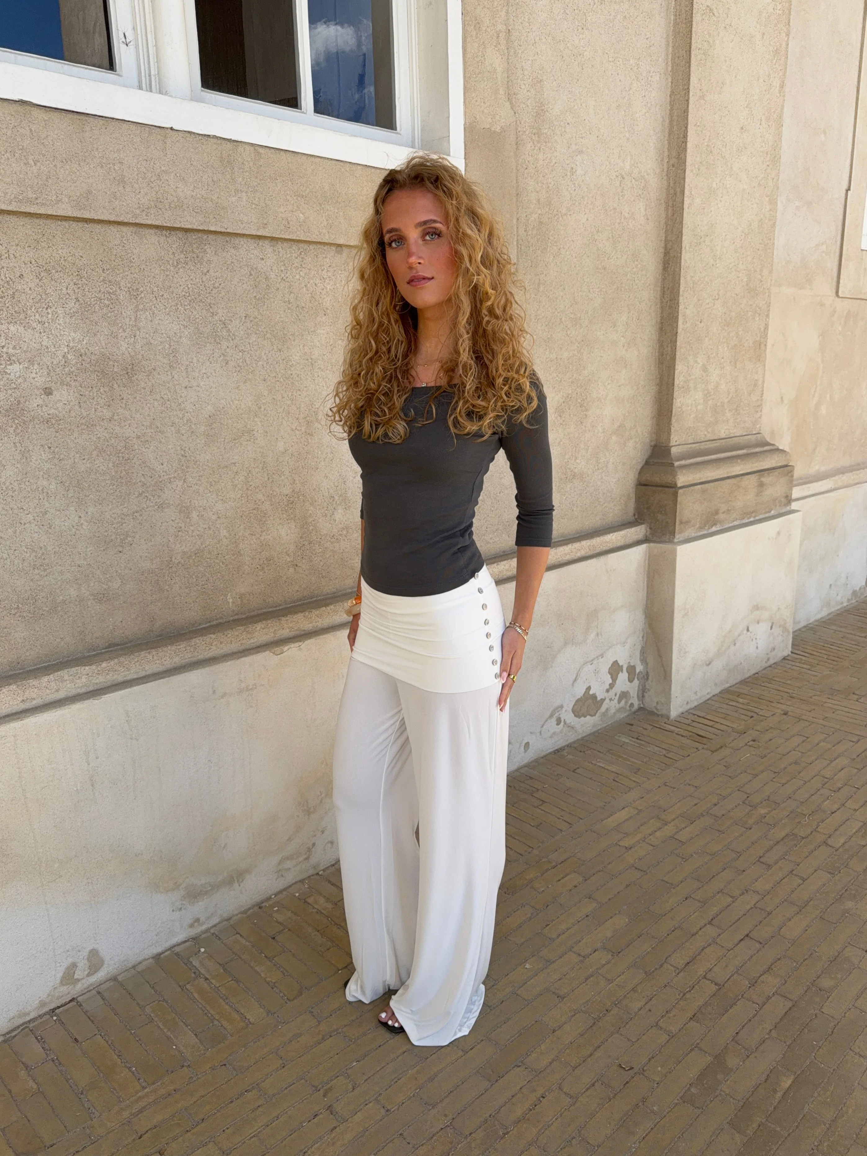 Tula trousers with pleat detail and buttons – White 9 Tula trousers with pleat detail and buttons – White