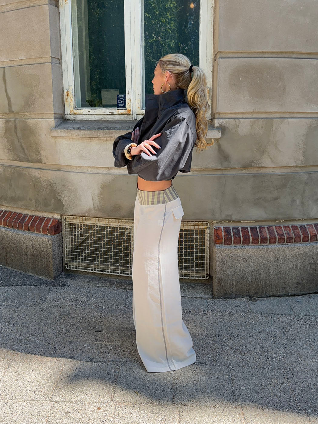 Polly pants with stripes - White/green 7 Polly pants with stripes - White/green