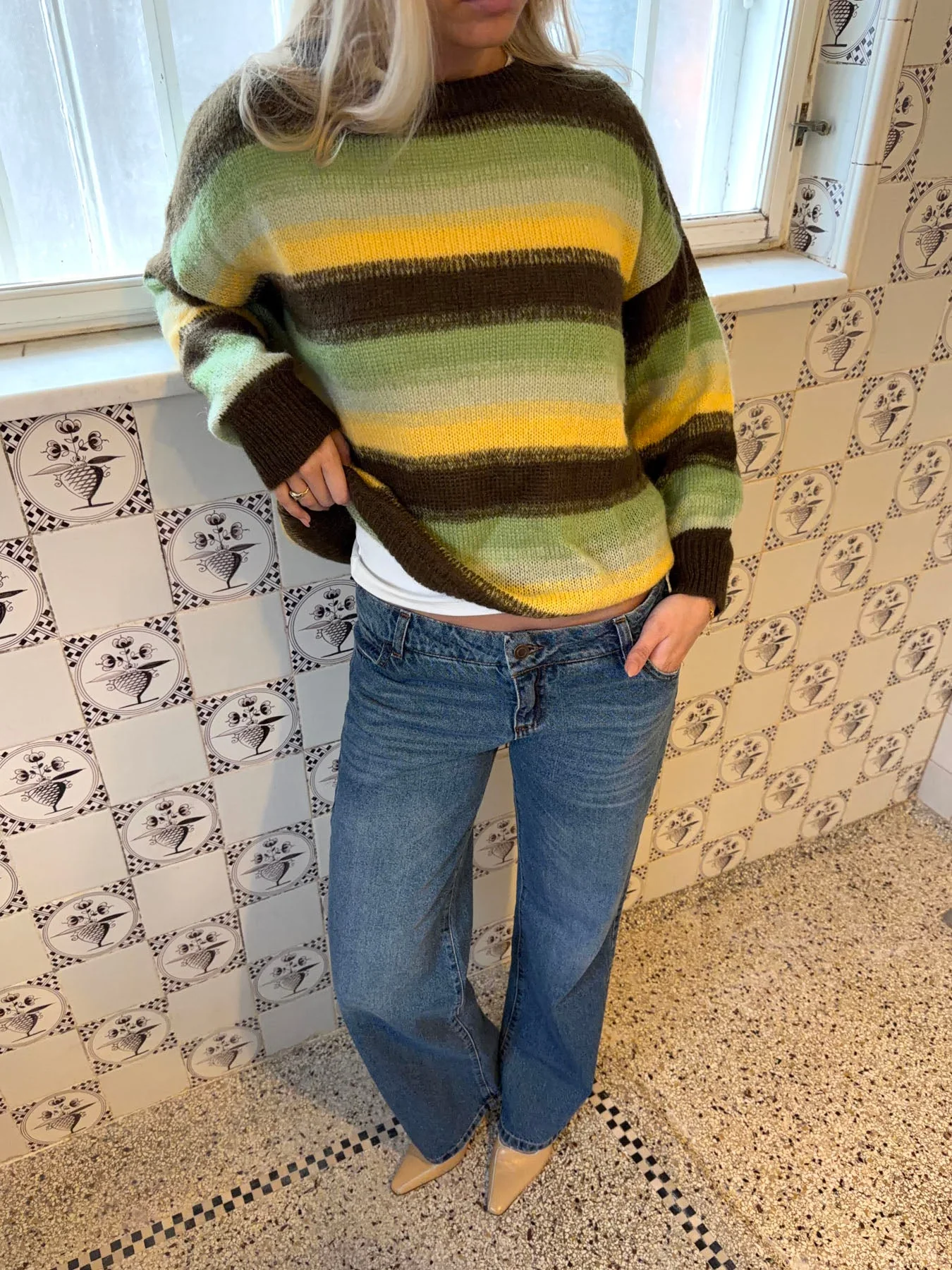 Raina knit with stripes - Brown/green/yellow 11 Raina knit with stripes - Brown/green/yellow