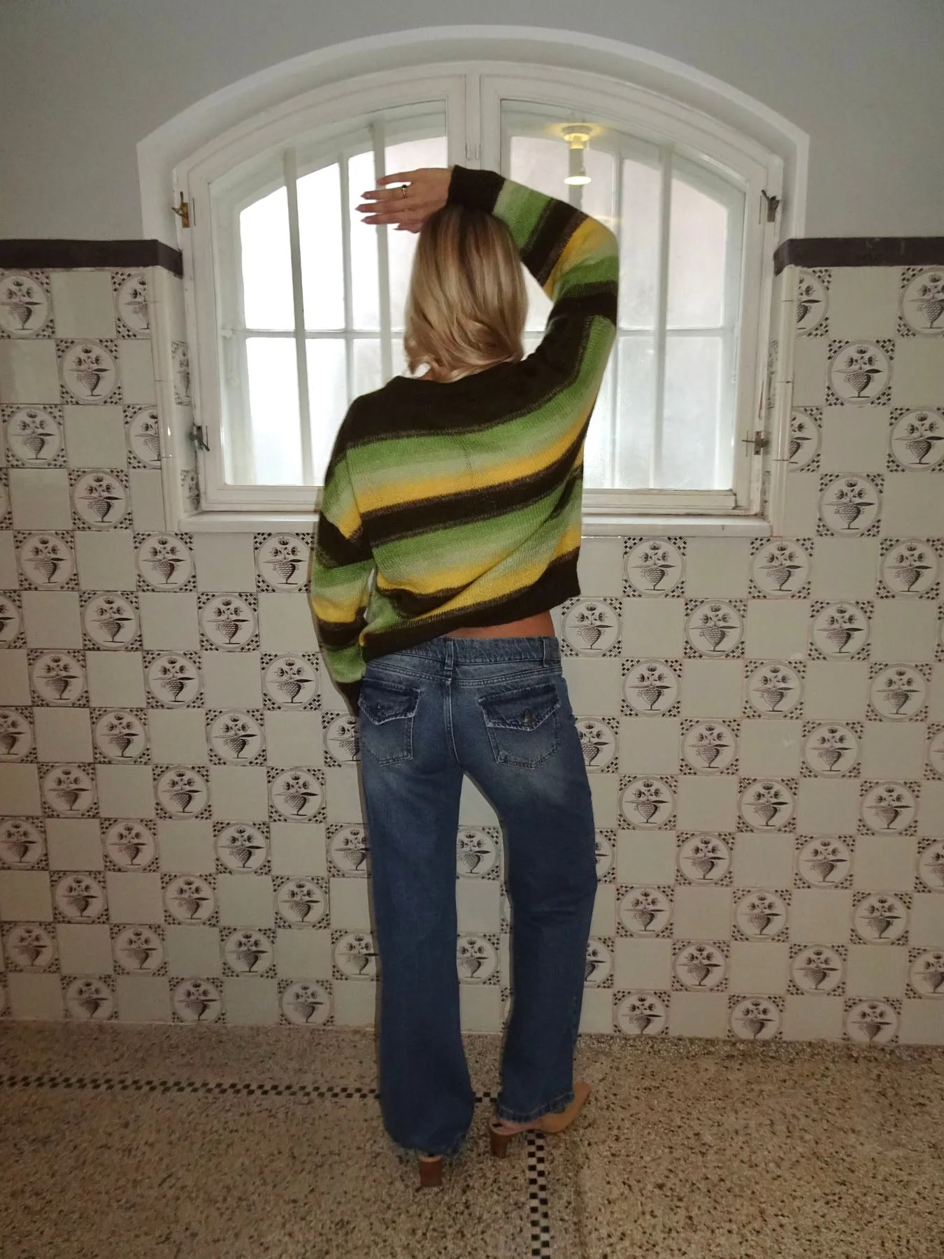 Raina knit with stripes - Brown/green/yellow 3 Raina knit with stripes - Brown/green/yellow