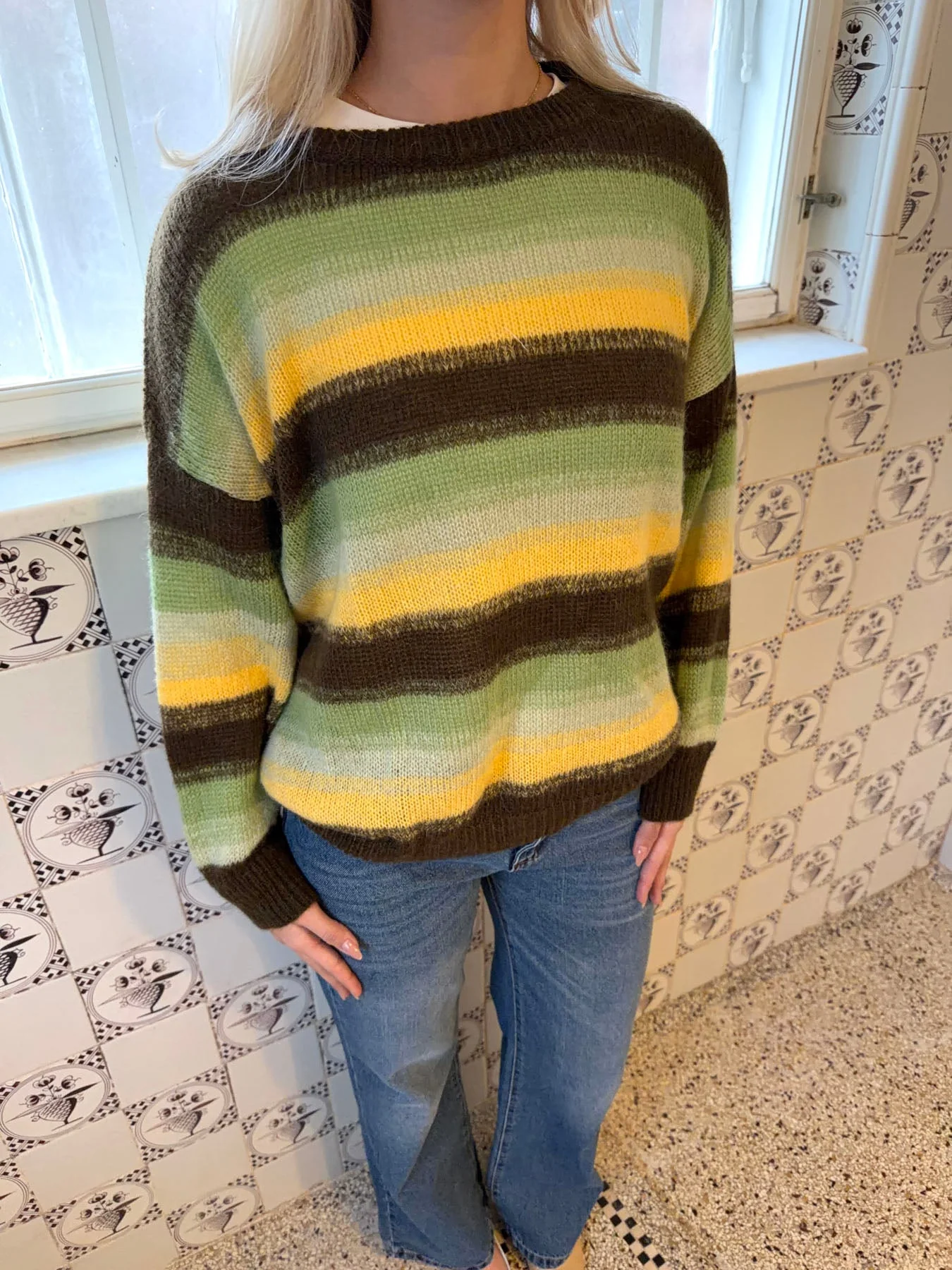 Raina knit with stripes - Brown/green/yellow 5 Raina knit with stripes - Brown/green/yellow
