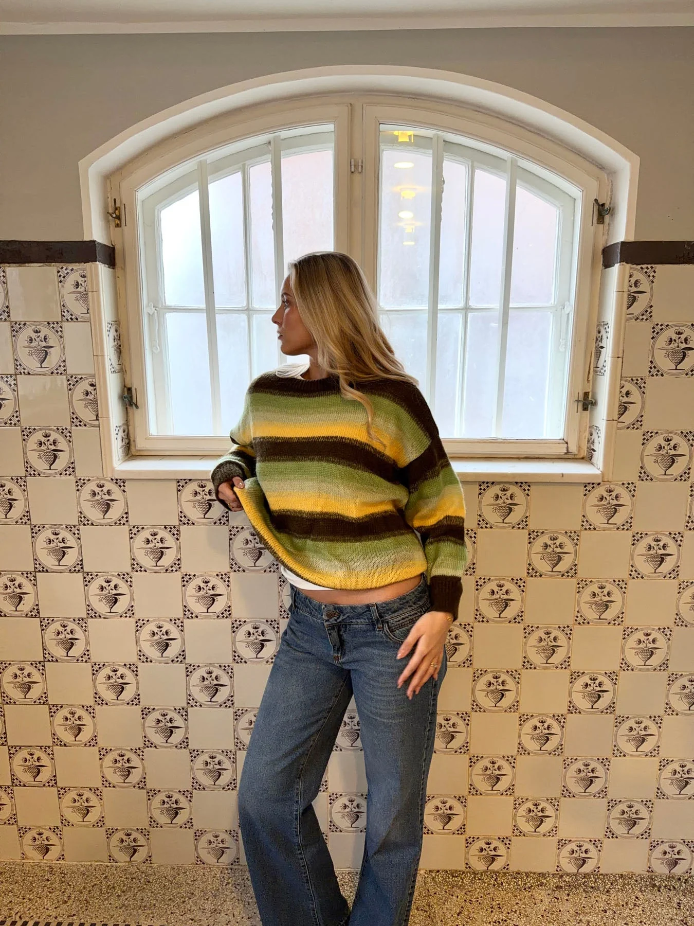 Raina knit with stripes - Brown/green/yellow 8 Raina knit with stripes - Brown/green/yellow