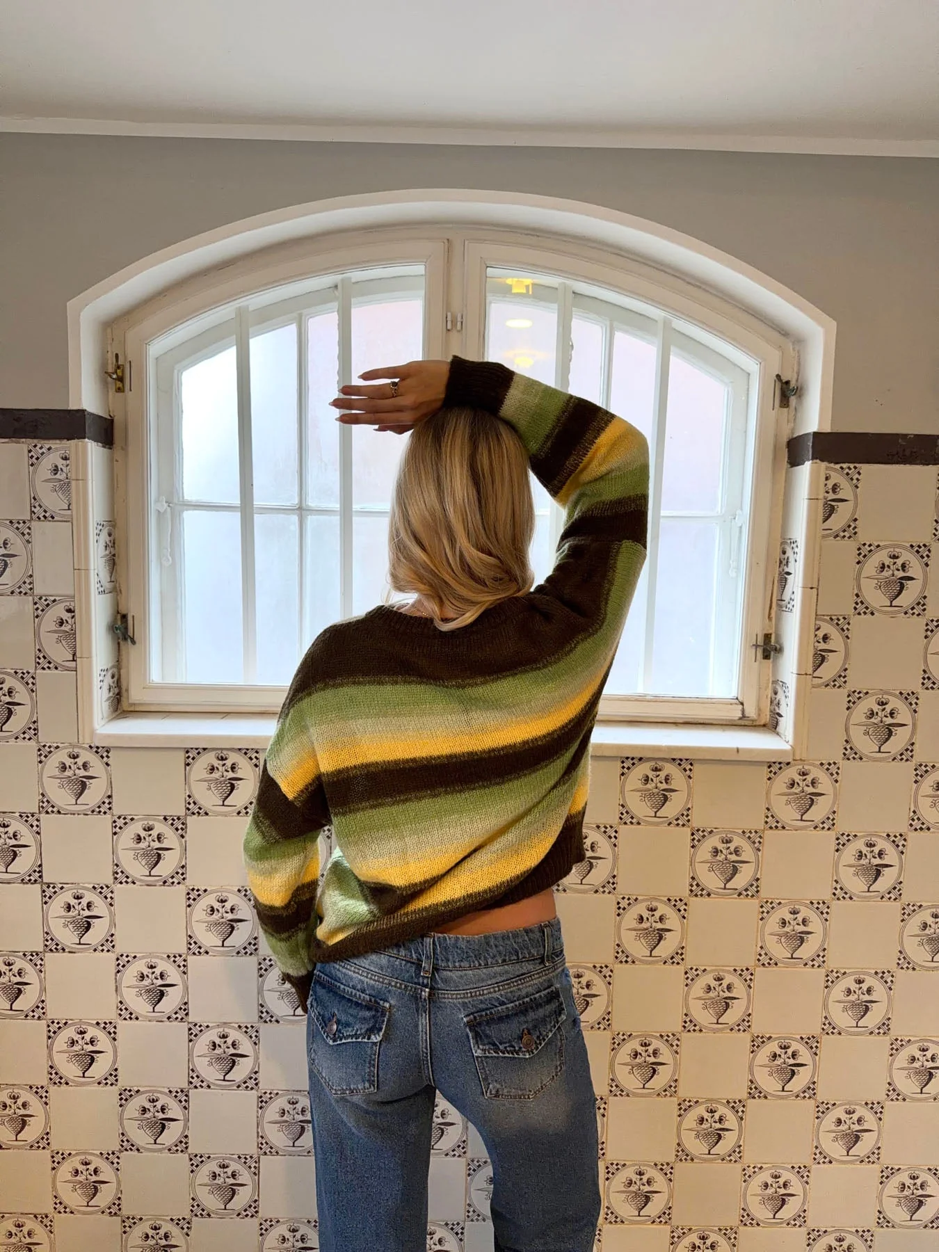 Raina knit with stripes - Brown/green/yellow 9 Raina knit with stripes - Brown/green/yellow