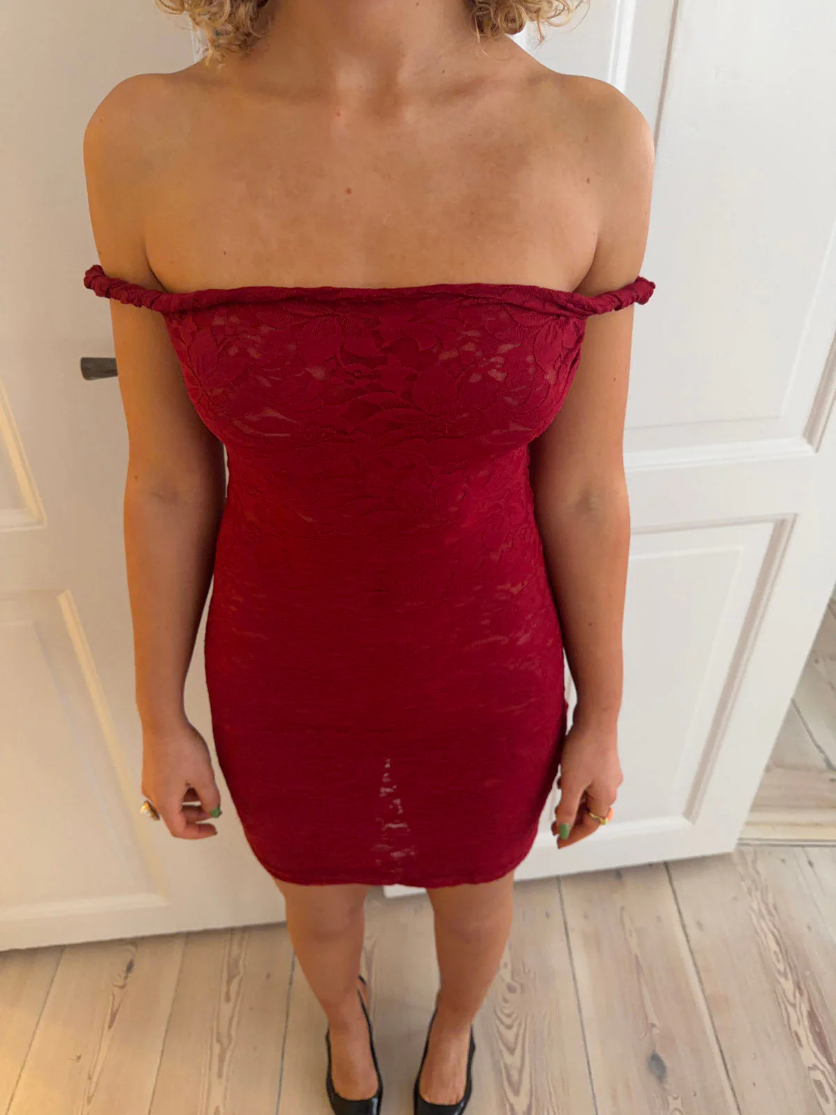 Rhina lace dress with off shoulder - Deep red 9 Rhina lace dress with off shoulder - Deep red