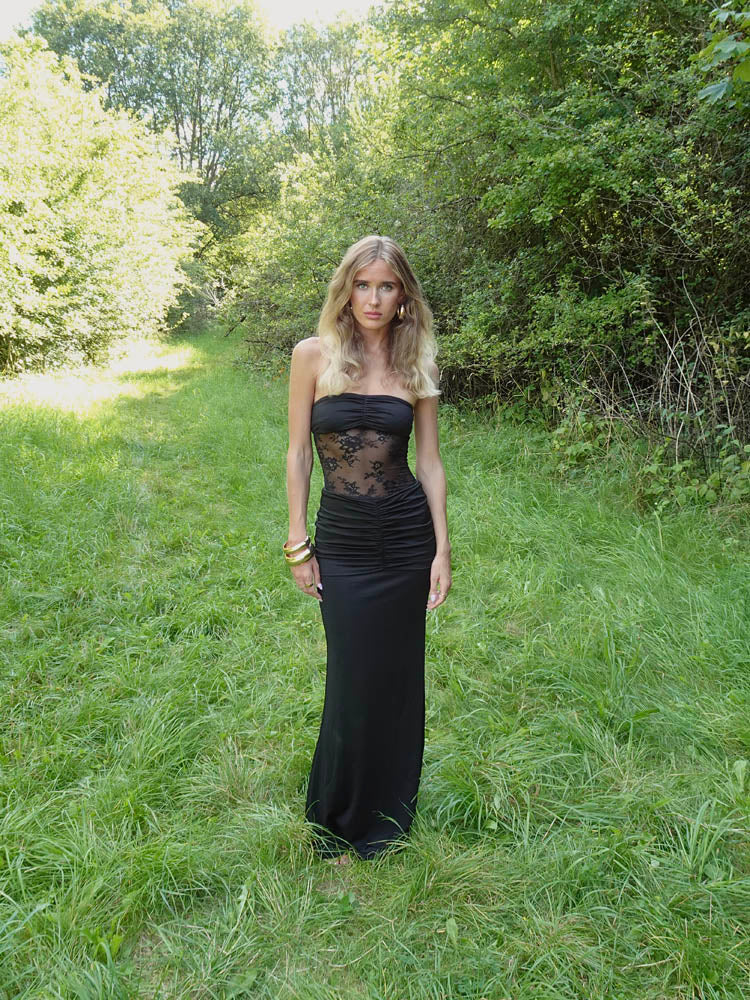 Saxo maxi dress with lace – Black 7 Saxo maxi dress with lace – Black