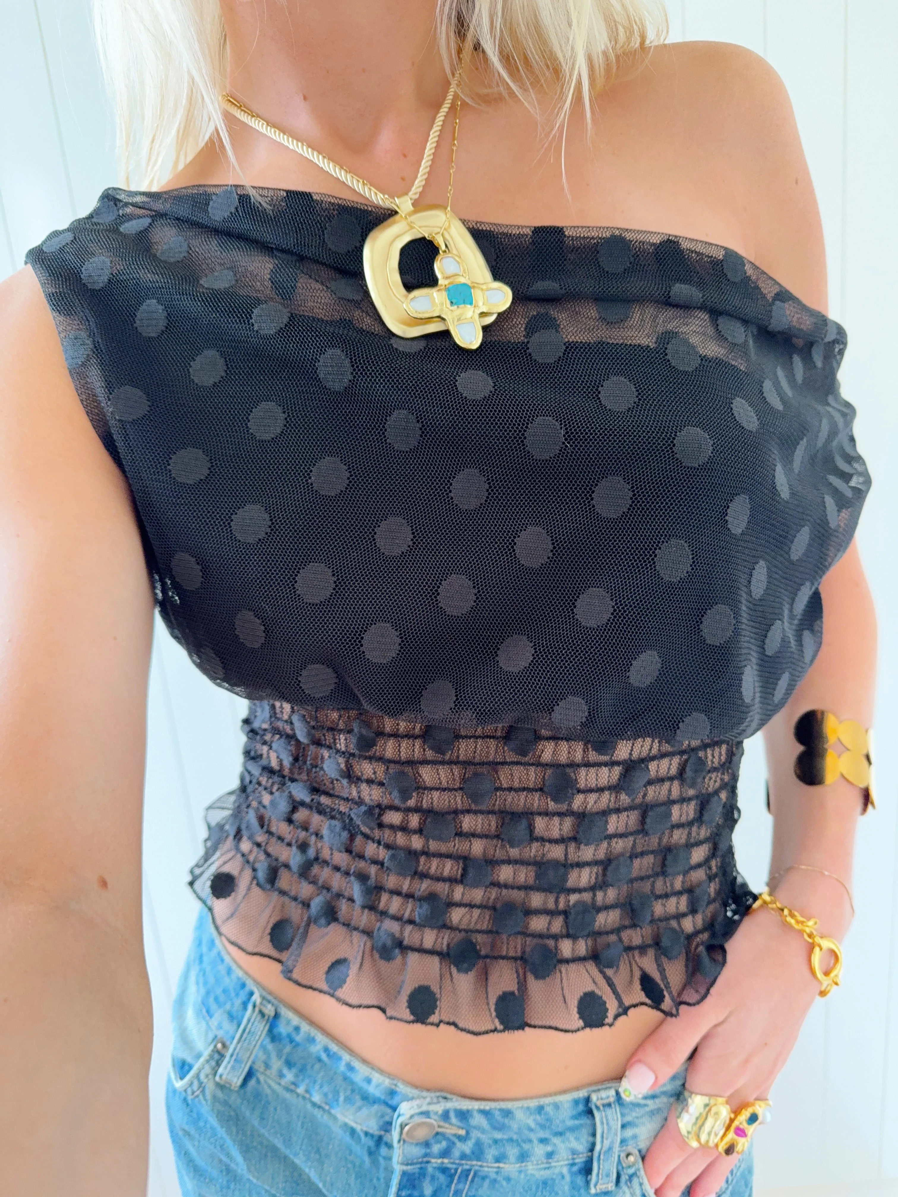 Scandivv mesh top with polka dots - Black 6 Scandivv mesh top with polka dots - Black