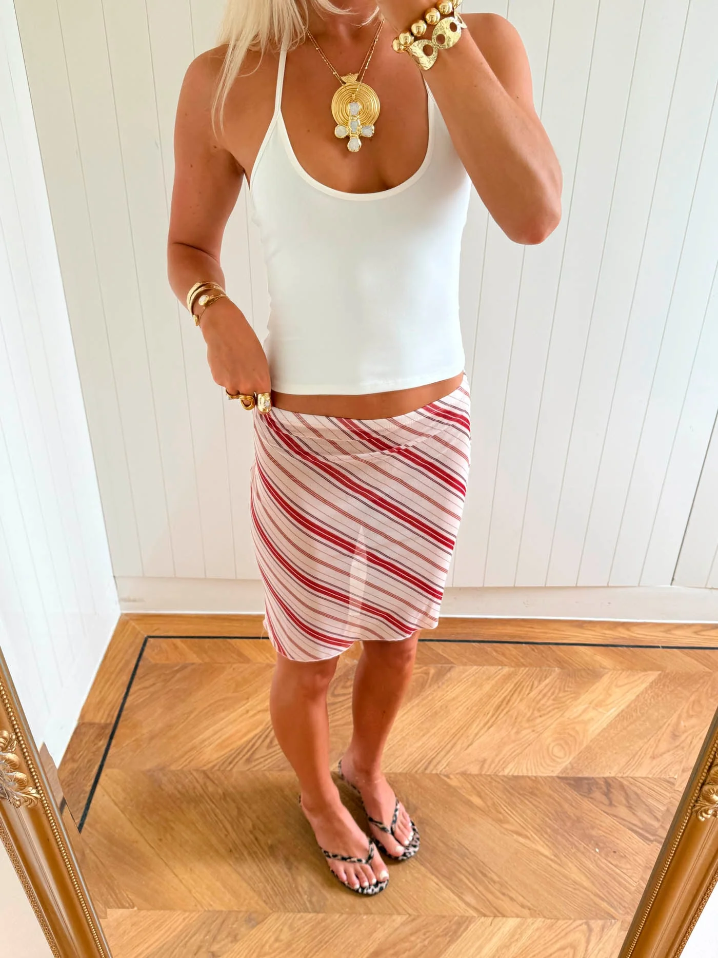 Scandivv skirt with stripes - Beige/red 6 Scandivv skirt with stripes - Beige/red
