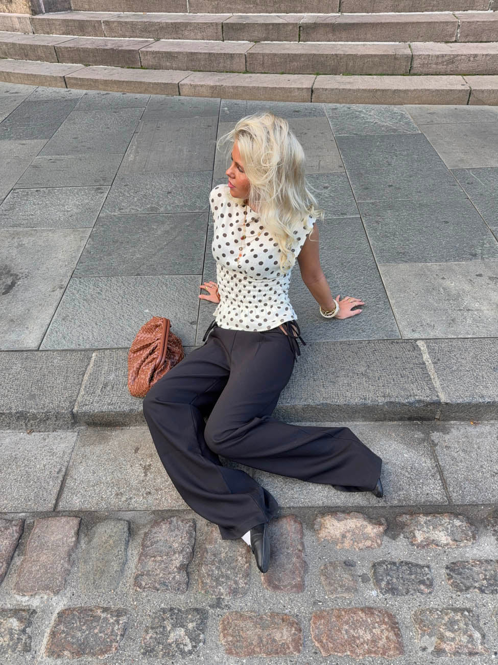Seline top with polka dots - White/brown 2 Seline top with polka dots - White/brown