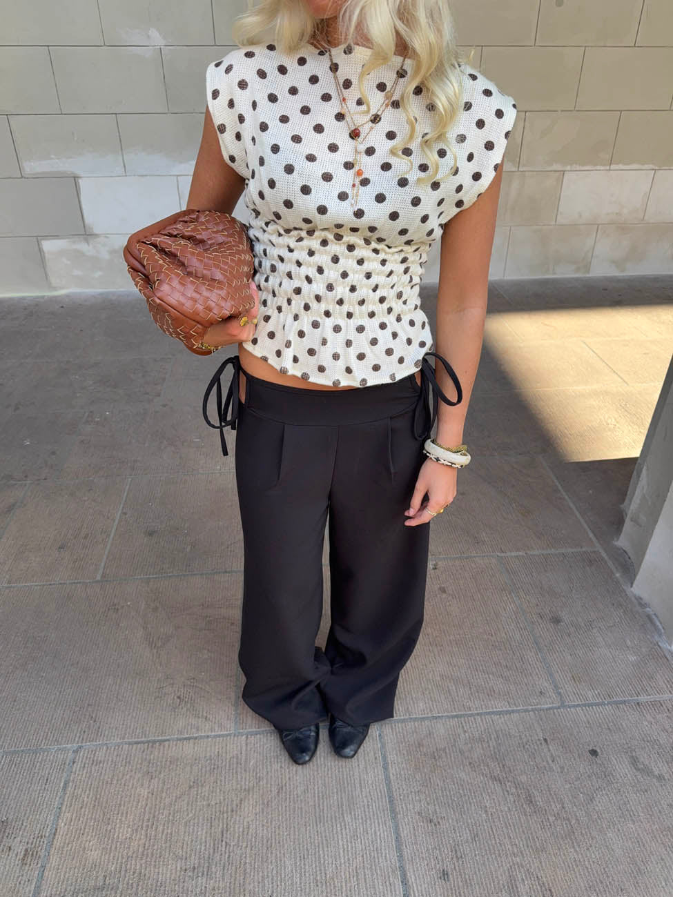 Seline top with polka dots - White/brown 5 Seline top with polka dots - White/brown