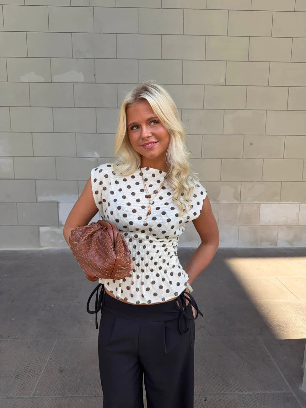 Seline top with polka dots - White/brown 6 Seline top with polka dots - White/brown