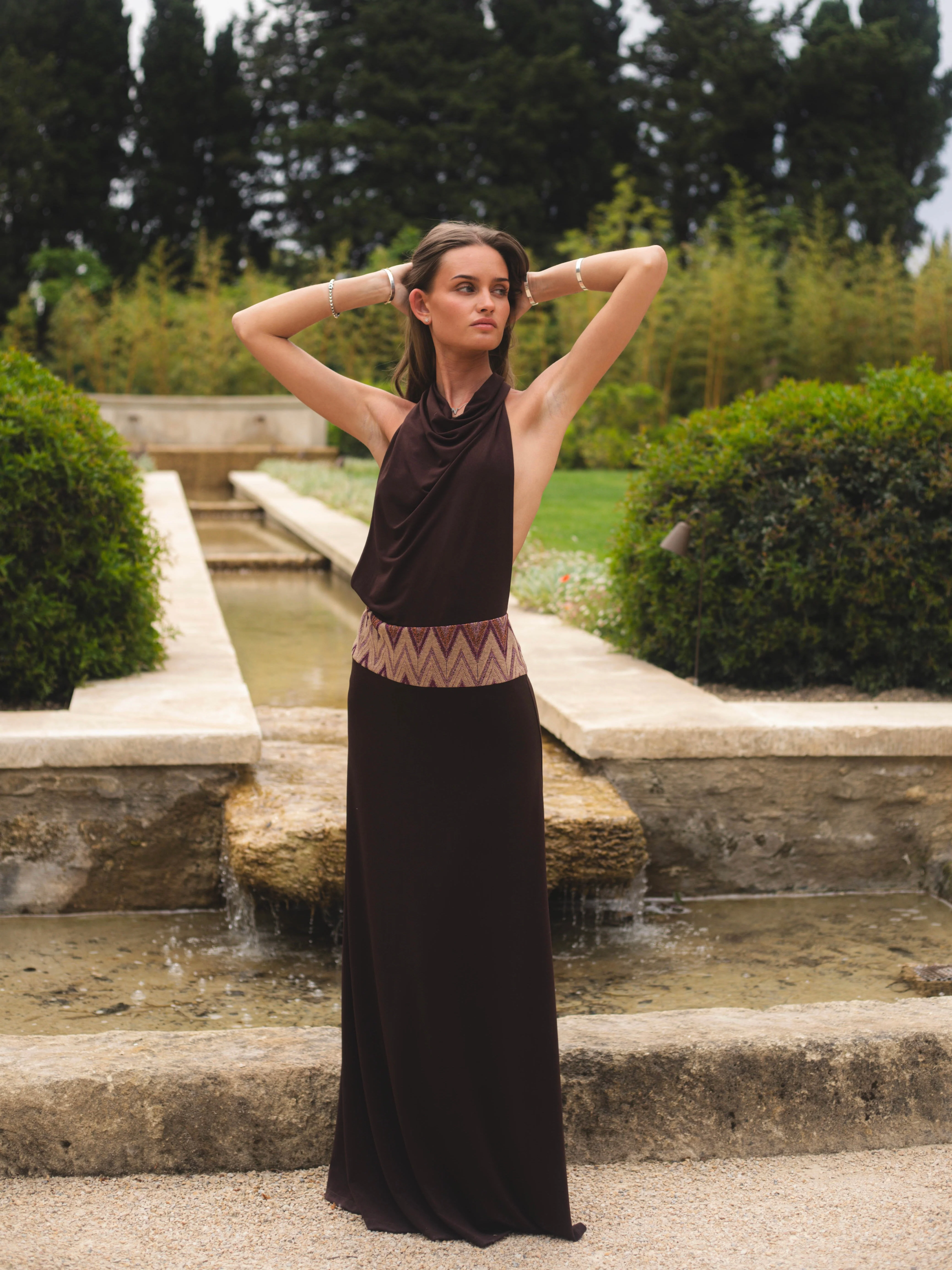 Skyla maxi dress with open back - Brown 9 Skyla maxi dress with open back - Brown