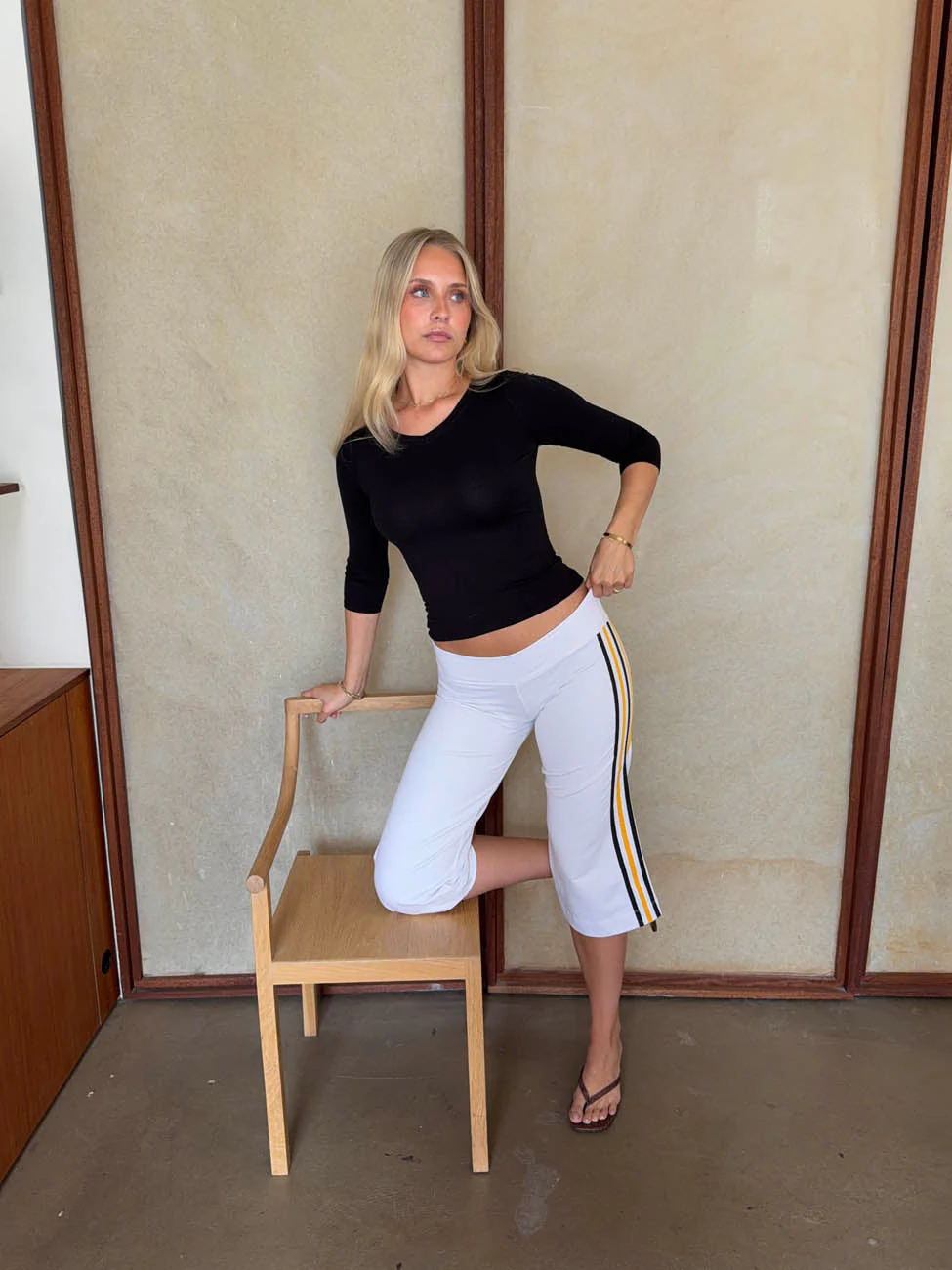 Tazzina capris with stripes - White/yellow/black 12 Tazzina capris with stripes - White/yellow/black