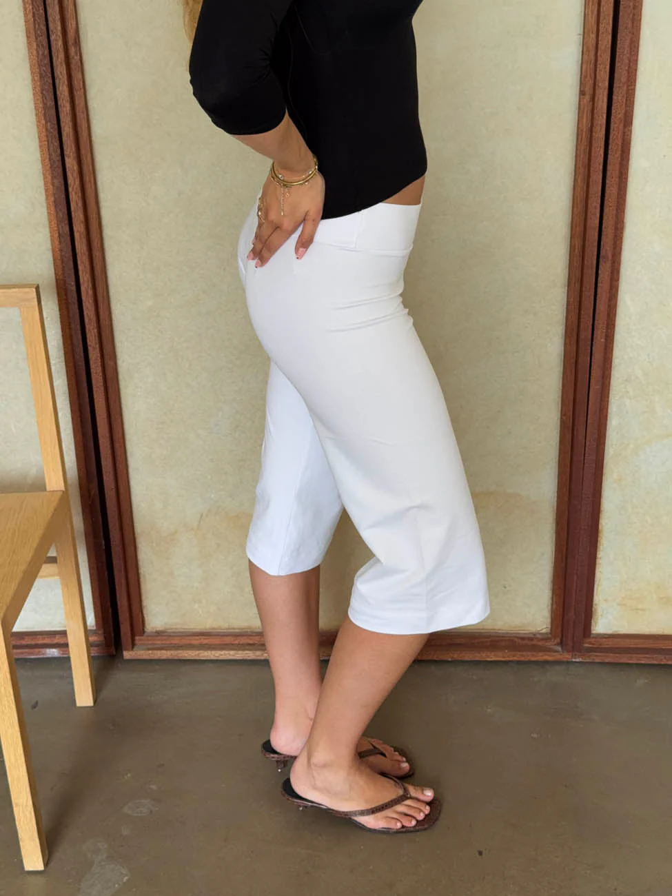 Tazzina capris with stripes - White/yellow/black 14 Tazzina capris with stripes - White/yellow/black