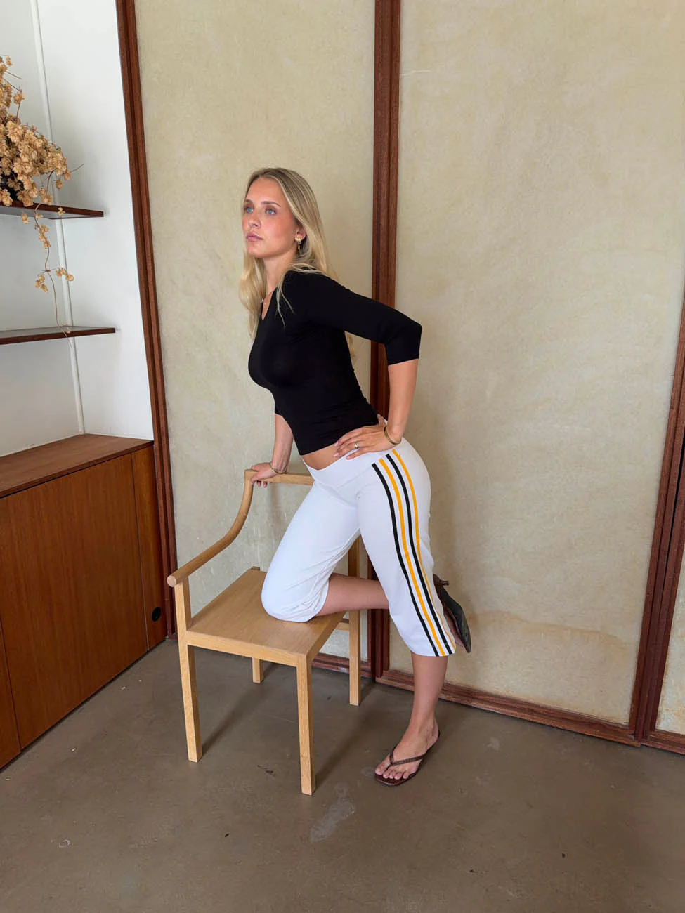 Tazzina capris with stripes - White/yellow/black 16 Tazzina capris with stripes - White/yellow/black