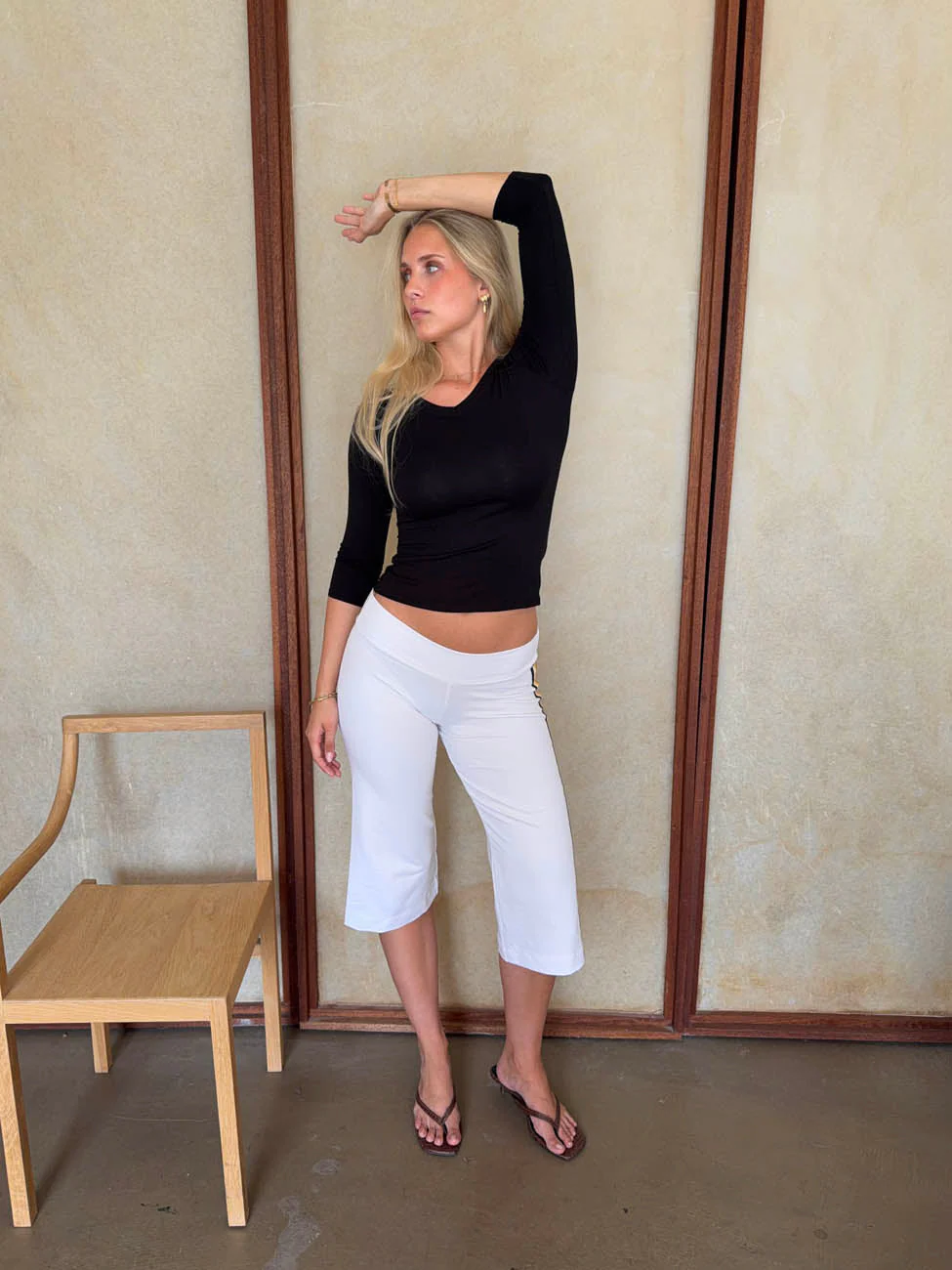 Tazzina capris with stripes - White/yellow/black 6 Tazzina capris with stripes - White/yellow/black