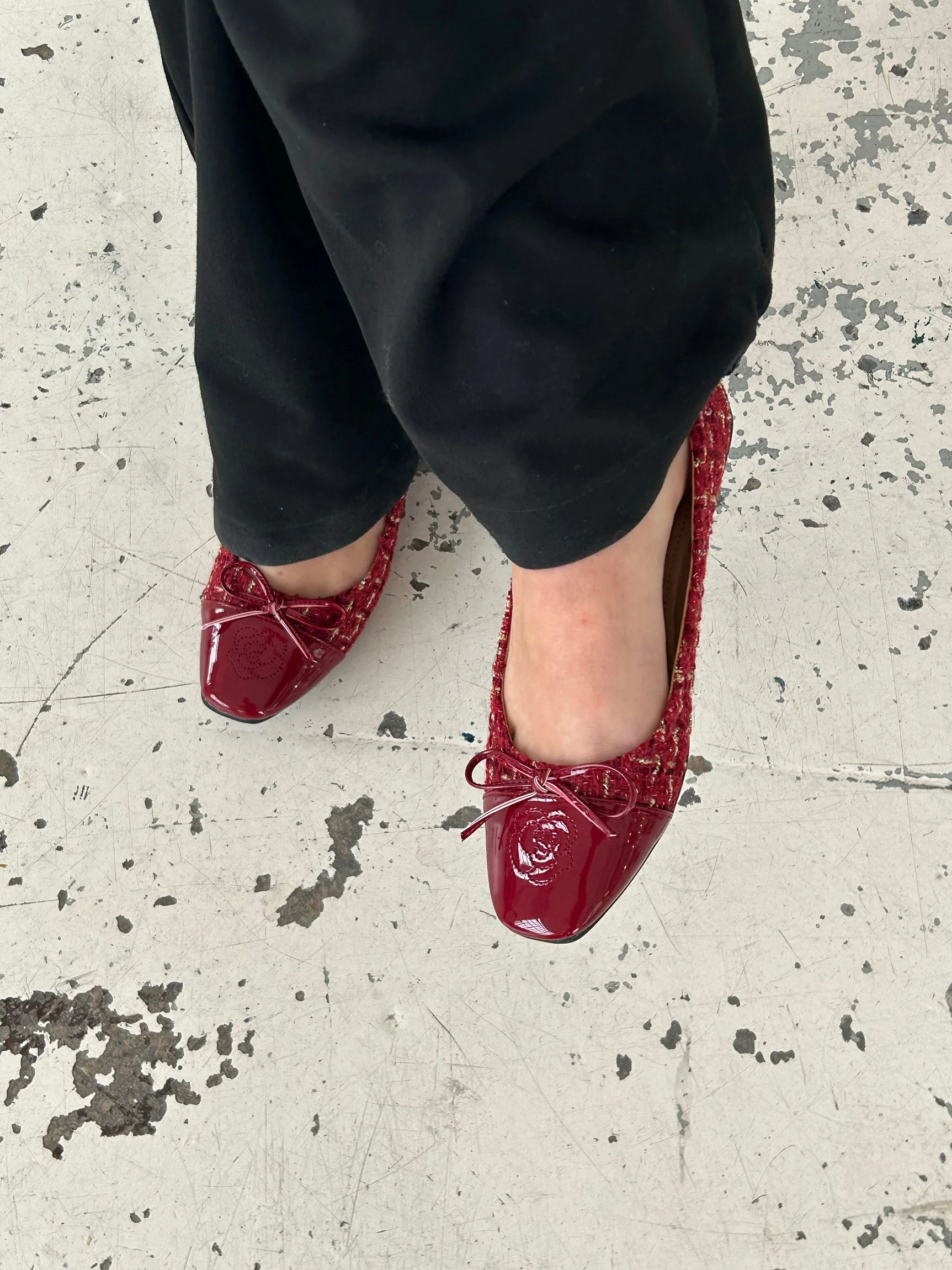 Zamora ballet flats with pattern and bow - Red