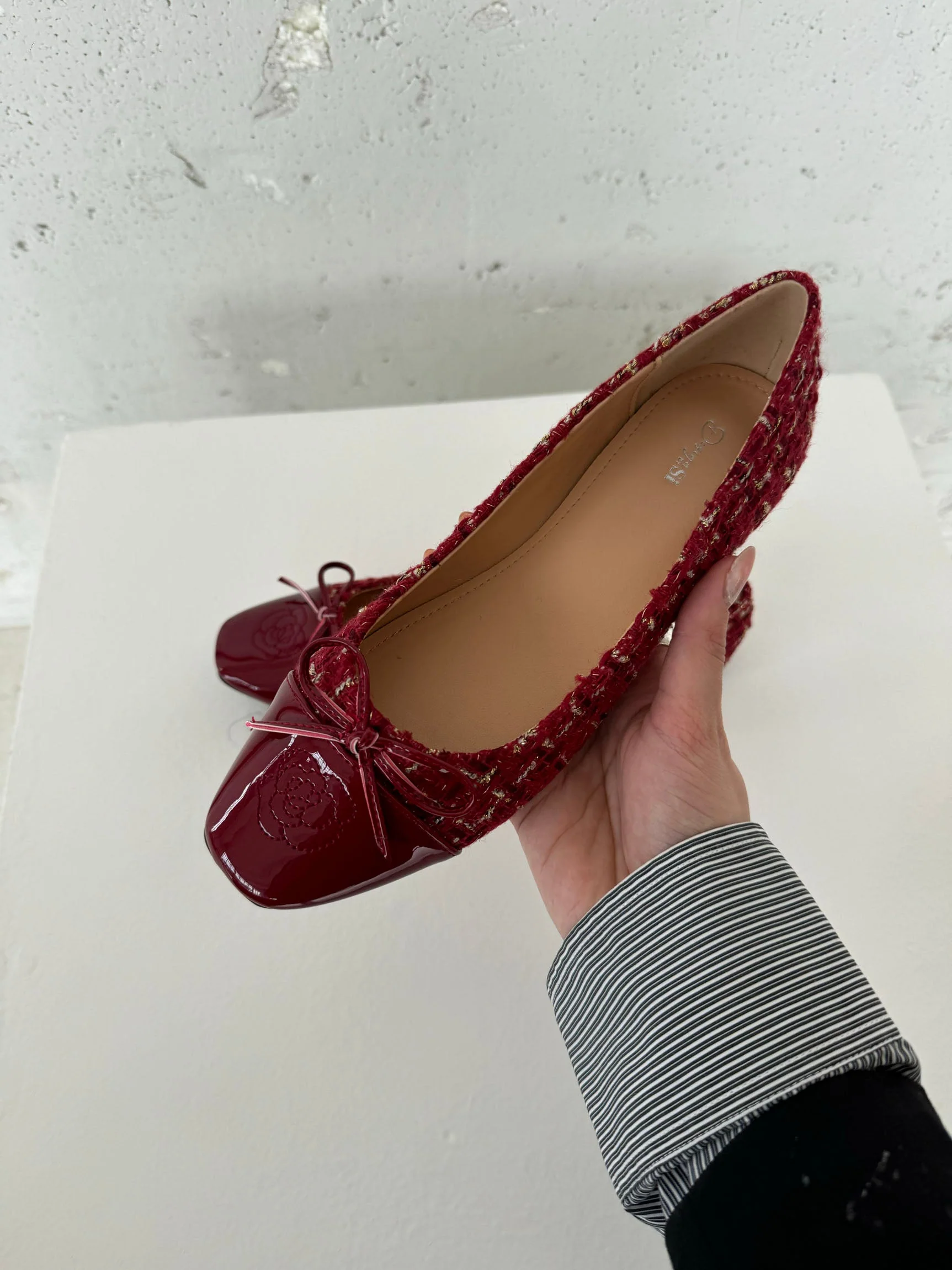 Zamora ballet flats with pattern and bow - Red 10 Zamora ballet flats with pattern and bow - Red