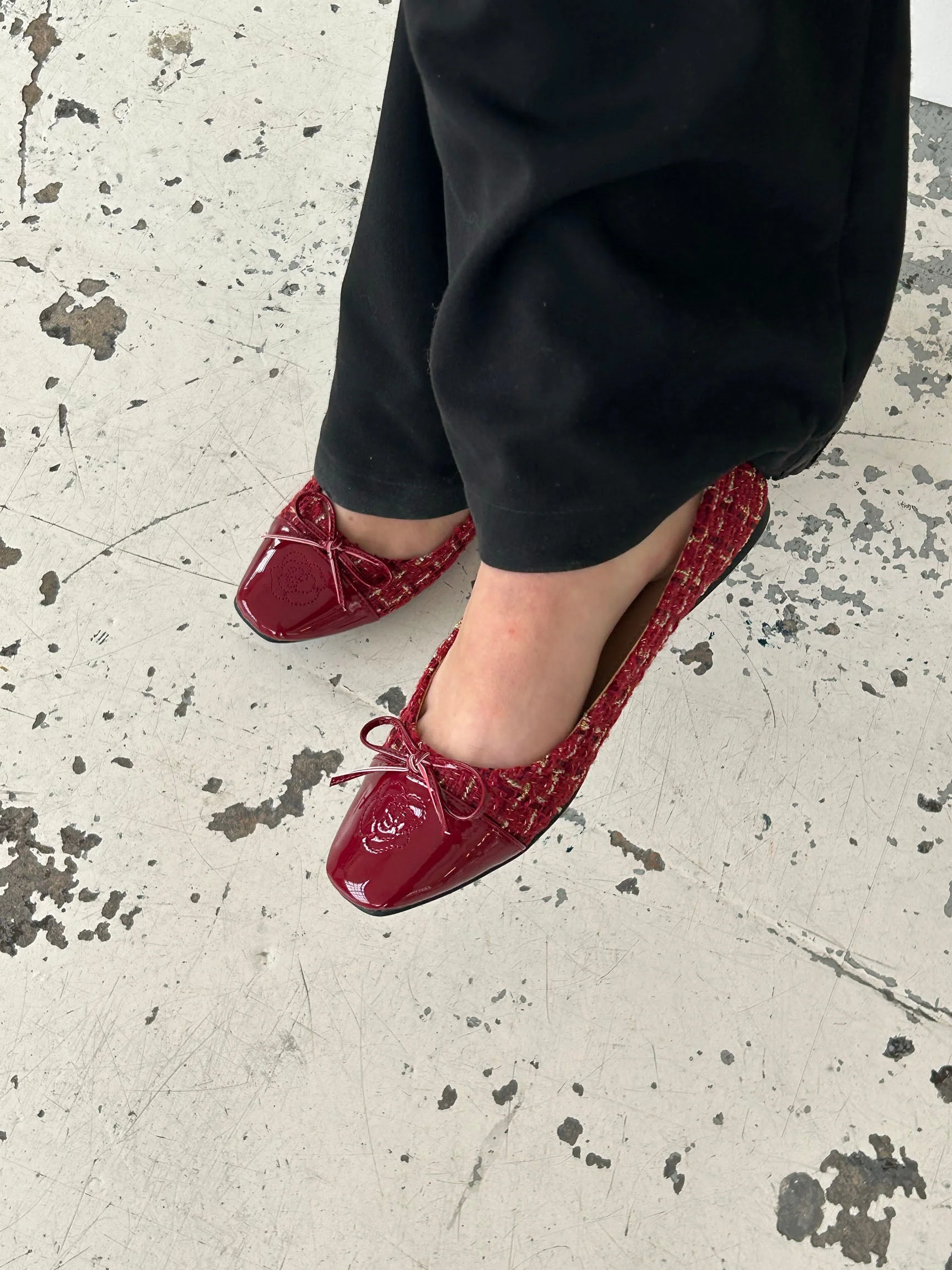 Zamora ballet flats with pattern and bow - Red 3 Zamora ballet flats with pattern and bow - Red