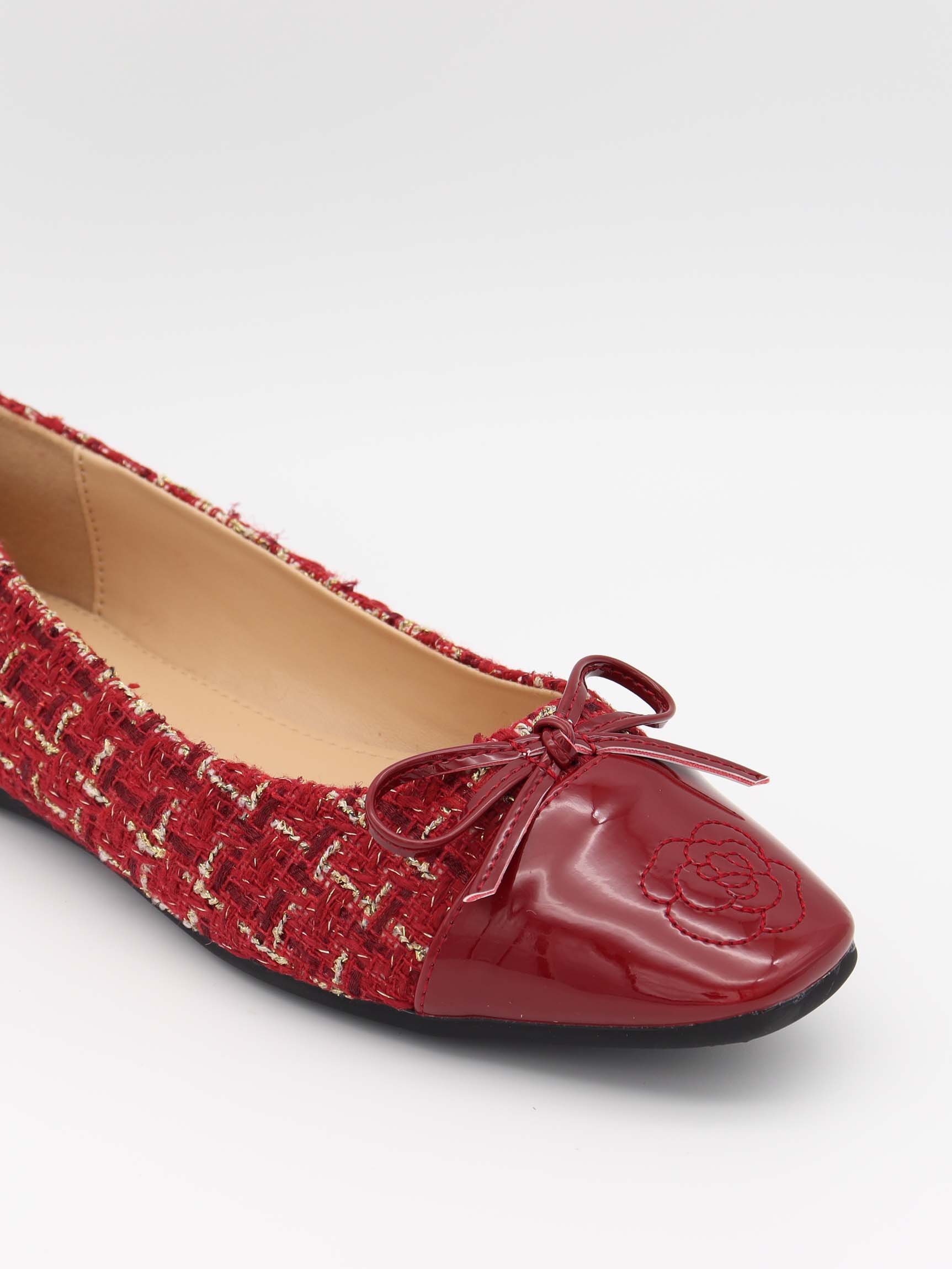 Zamora ballet flats with pattern and bow - Red 4 Zamora ballet flats with pattern and bow - Red