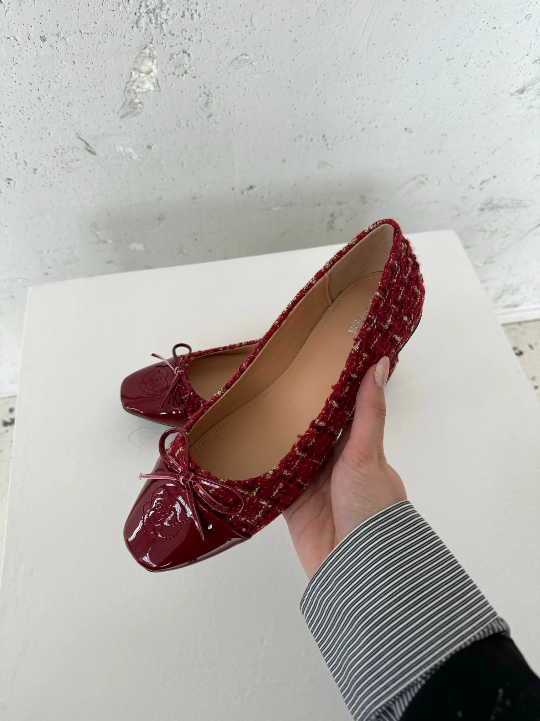 Zamora ballet flats with pattern and bow - Red 5 Zamora ballet flats with pattern and bow - Red