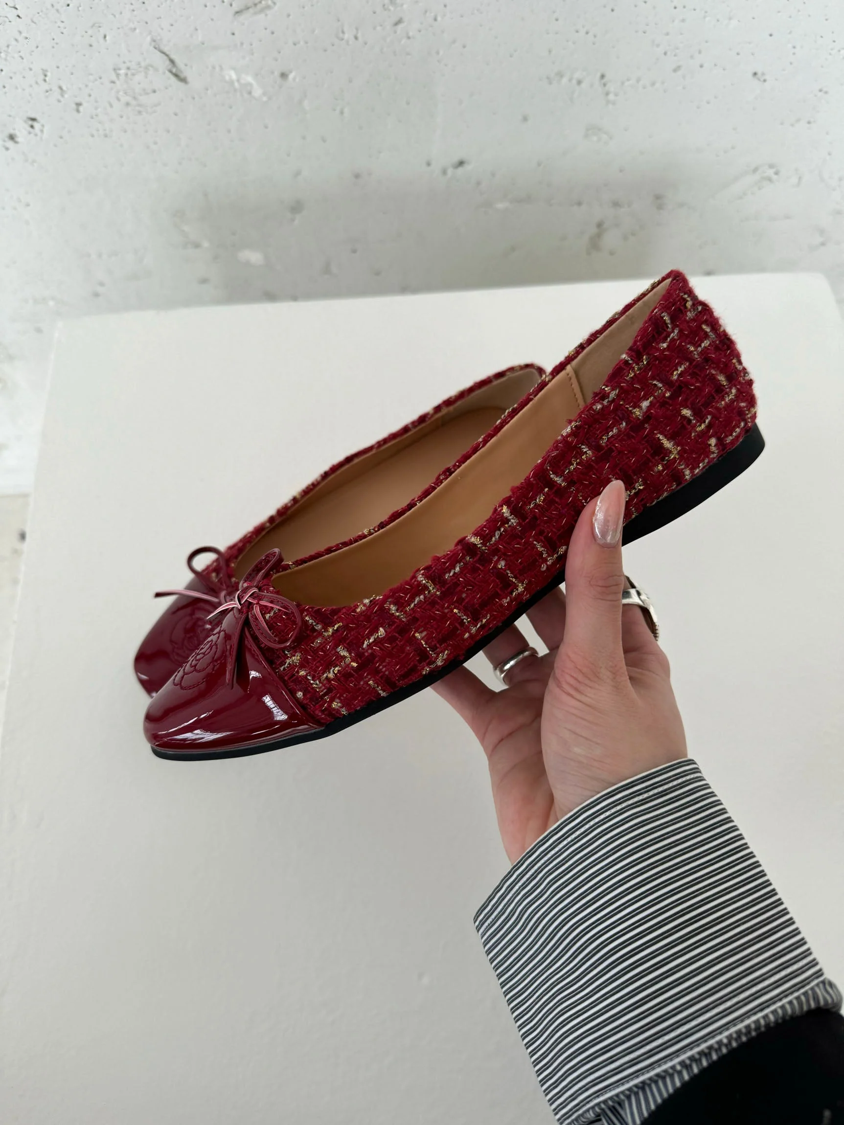 Zamora ballet flats with pattern and bow - Red 7 Zamora ballet flats with pattern and bow - Red
