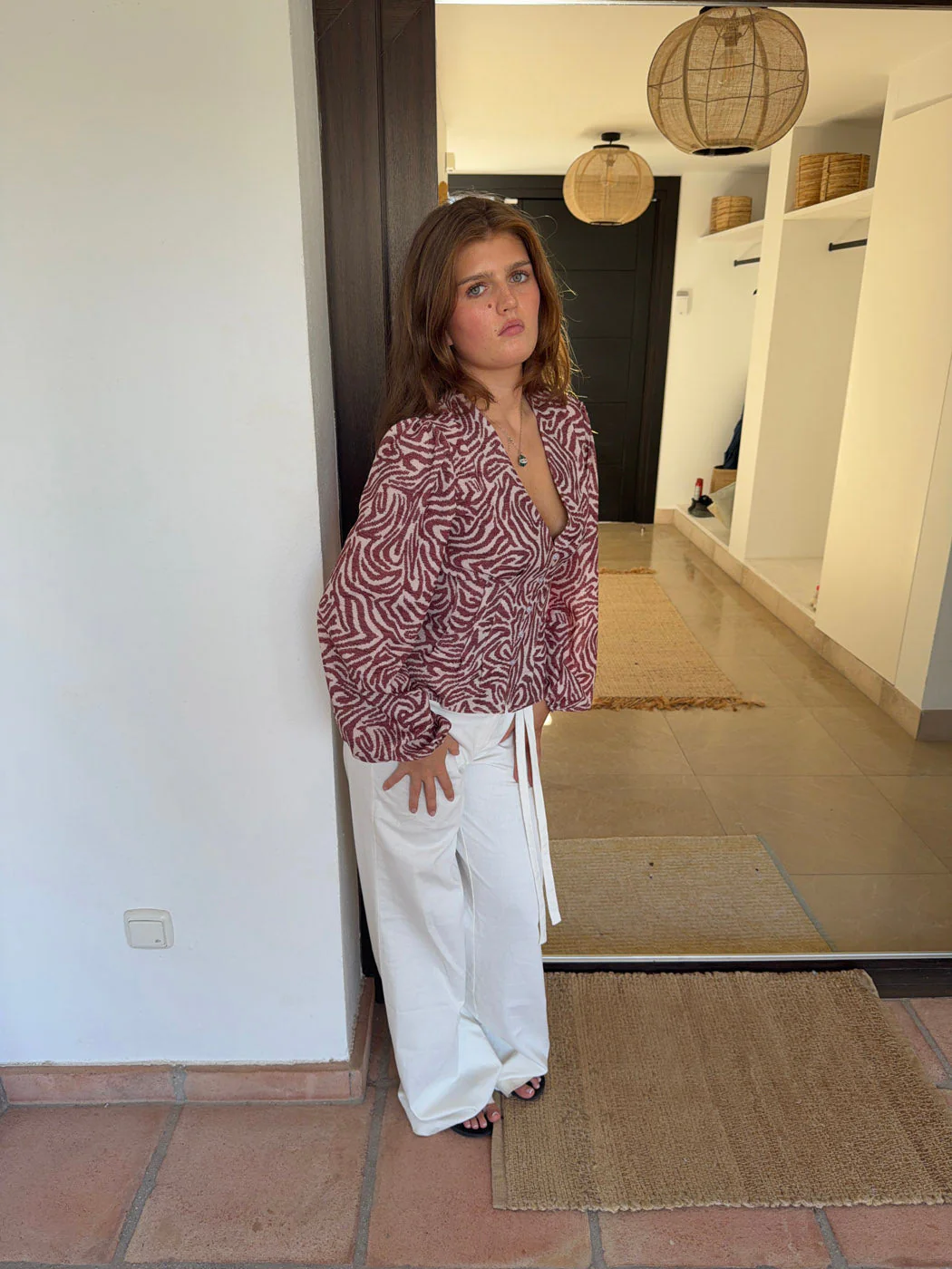 Alissa blouse with pattern - Red/white 10 Alissa blouse with pattern - Red/white