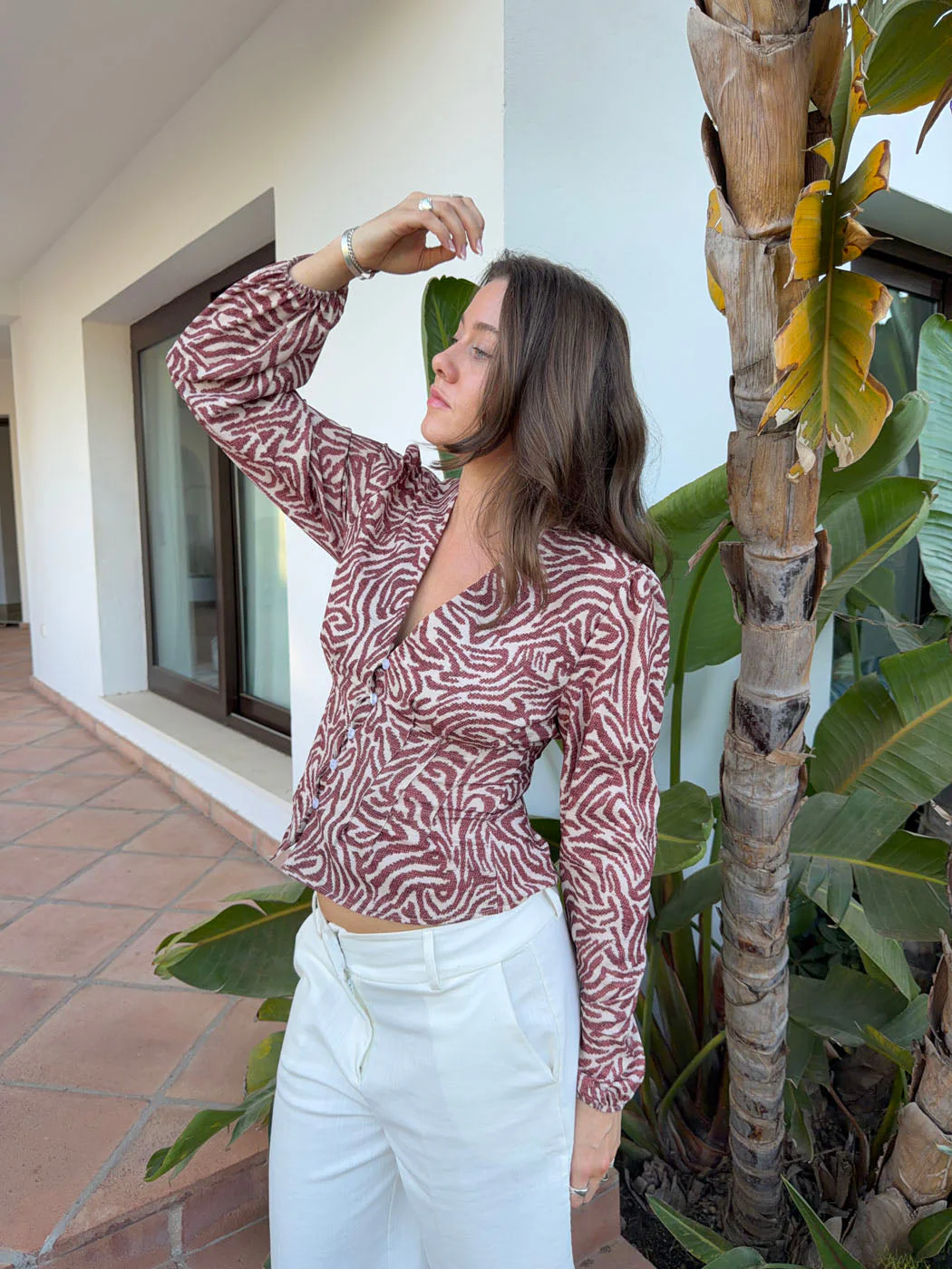 Alissa blouse with pattern - Red/white 14 Alissa blouse with pattern - Red/white