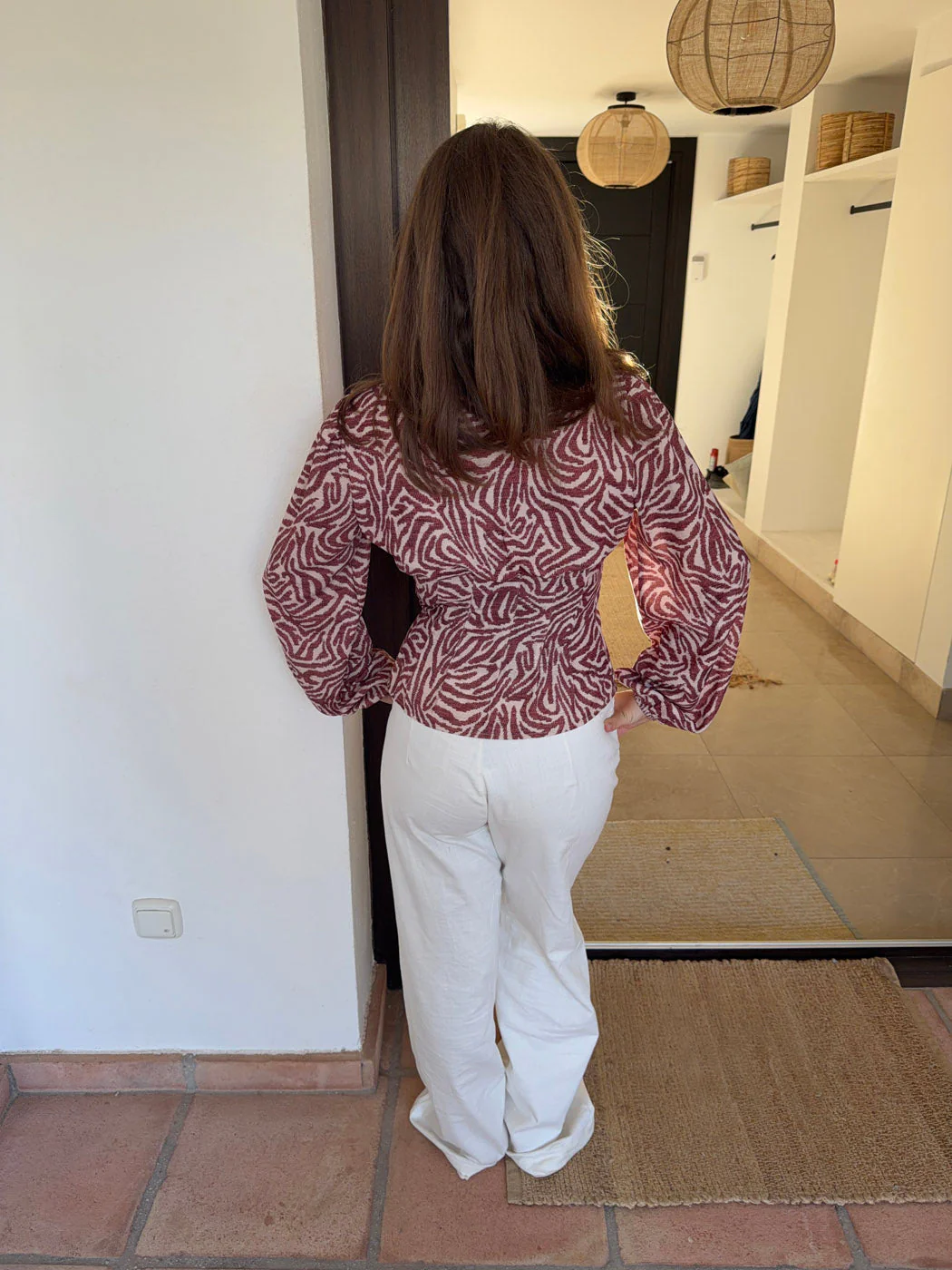 Alissa blouse with pattern - Red/white 3 Alissa blouse with pattern - Red/white