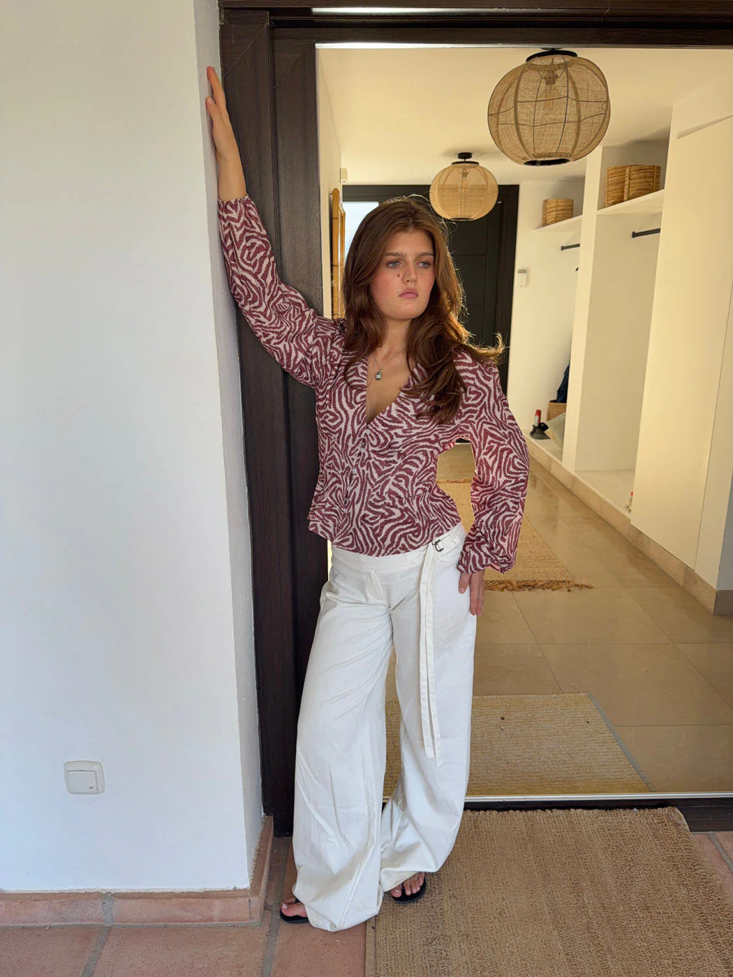 Alissa blouse with pattern - Red/white 5 Alissa blouse with pattern - Red/white