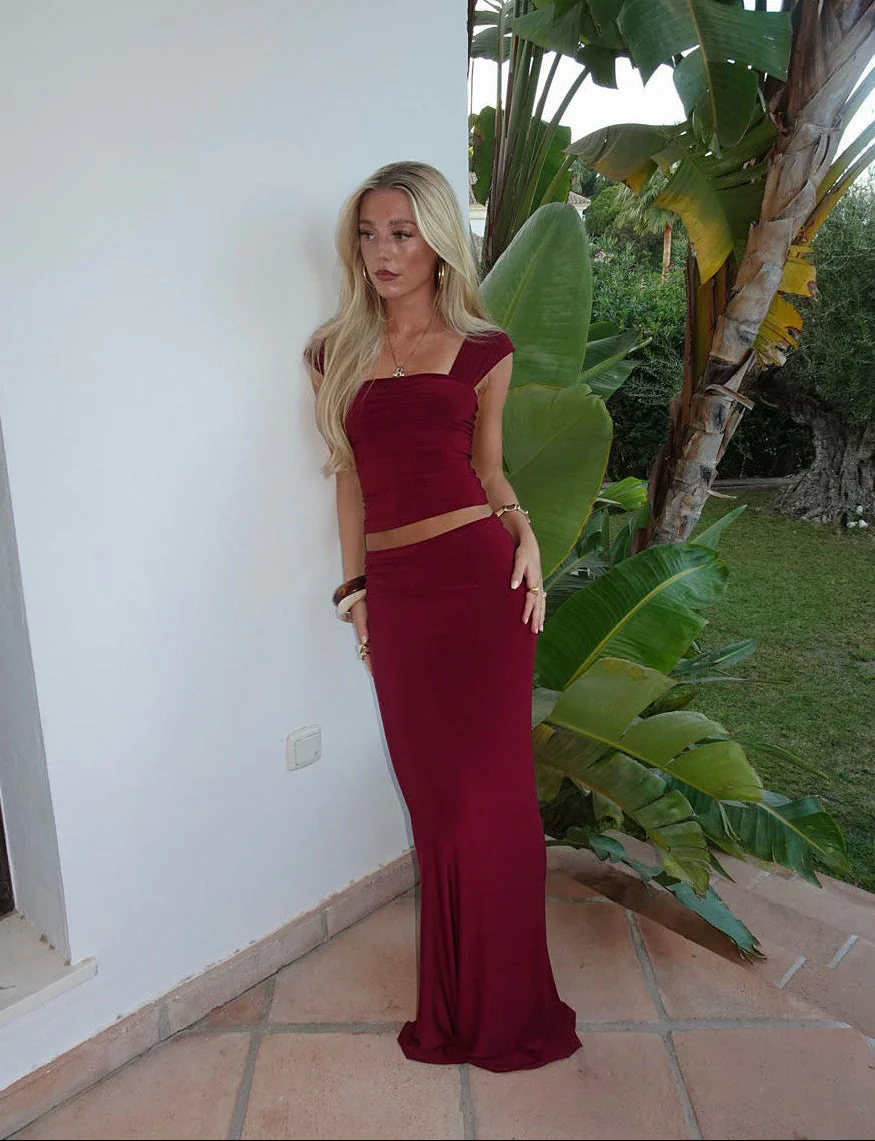 Yasmina maxi skirt – Burgundy