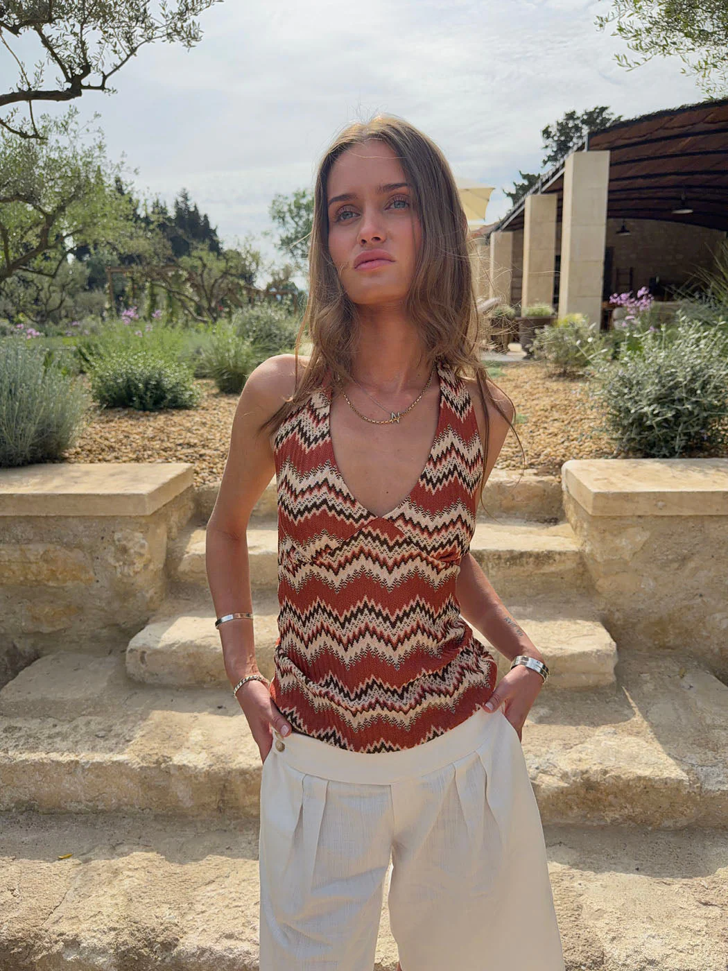 Zigga top with pattern - Orange/beige 10 Zigga top with pattern - Orange/beige