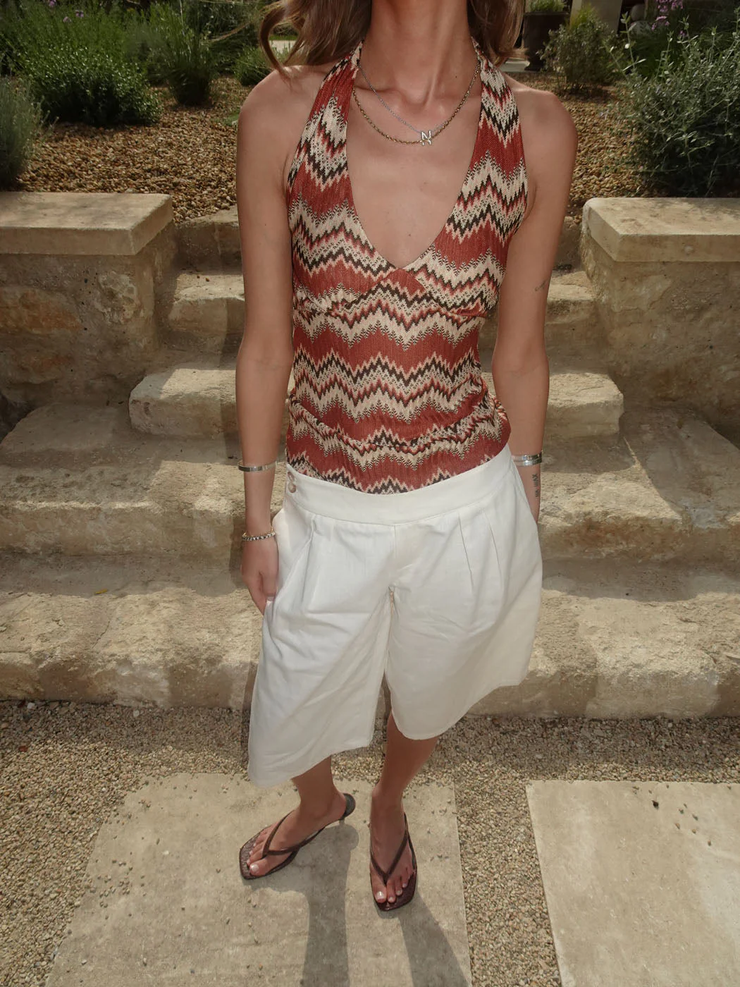 Zigga top with pattern - Orange/beige 2 Zigga top with pattern - Orange/beige