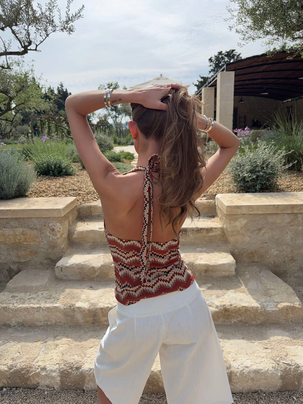 Zigga top with pattern - Orange/beige 3 Zigga top with pattern - Orange/beige