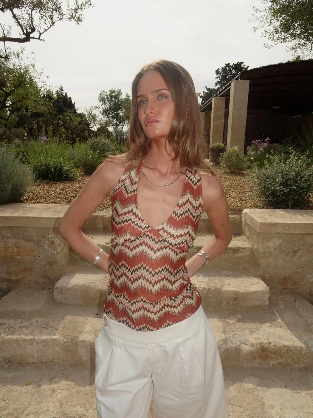 Zigga top with pattern - Orange/beige 4 Zigga top with pattern - Orange/beige