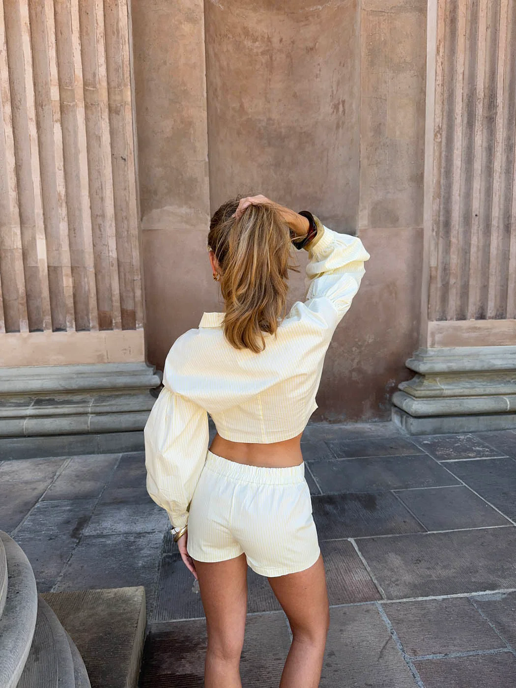 Aluna striped jacket - White/yellow 3 Aluna striped jacket - White/yellow