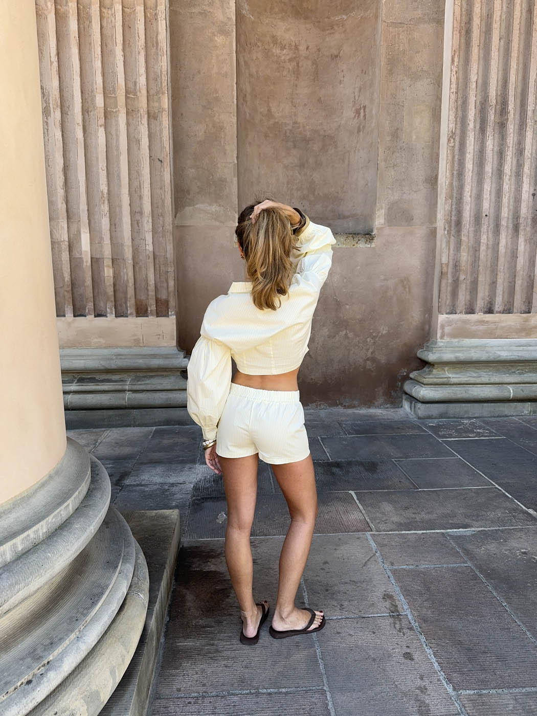 Alette mini shorts with stripes – White/yellow 3 Alette mini shorts with stripes – White/yellow