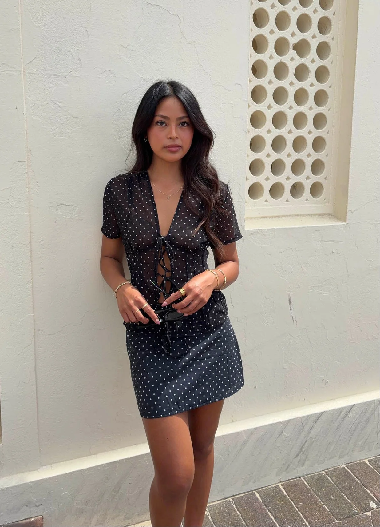 Sullivan mini skirt with polka dots - Black/white