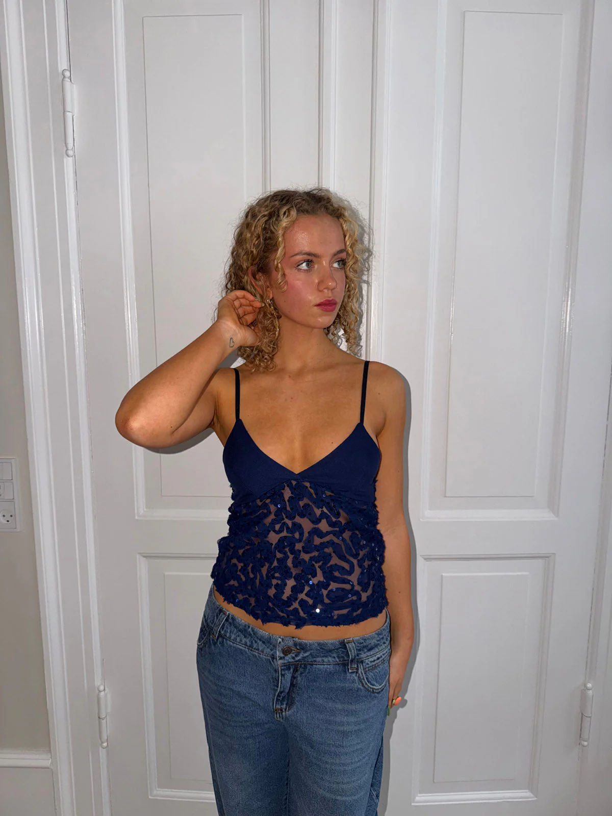 Lenia mesh top with sequins - Navy 6 Lenia mesh top with sequins - Navy
