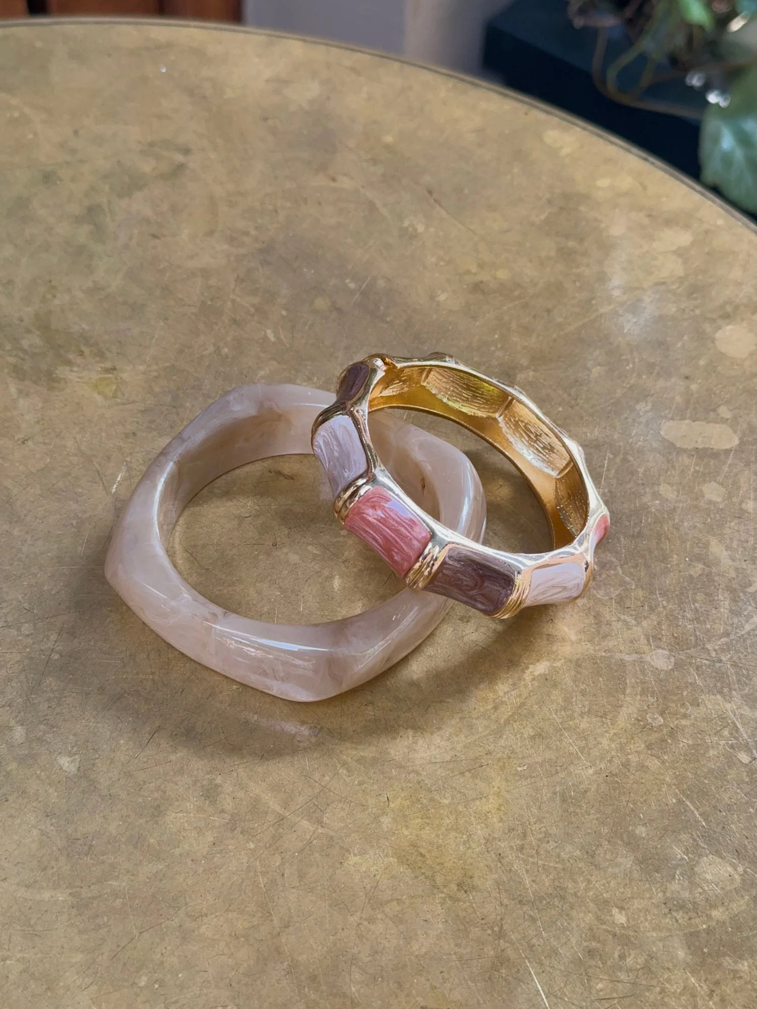 Ebony striped bangle – Coral/brown/gold/off-white 3 Ebony striped bangle – Coral/brown/gold/off-white
