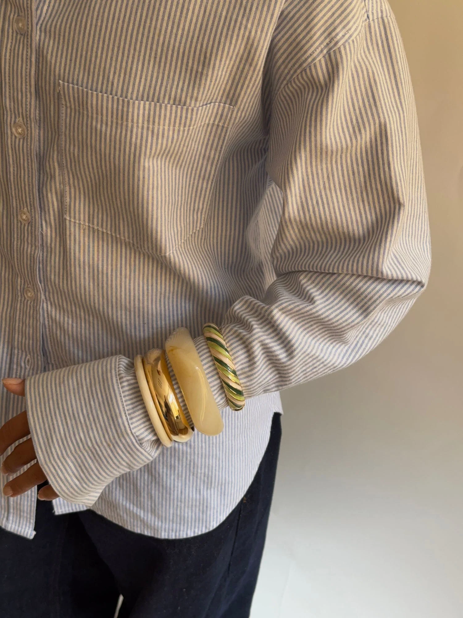 Eivora striped bangle – green/white/gold 13 Eivora striped bangle – green/white/gold
