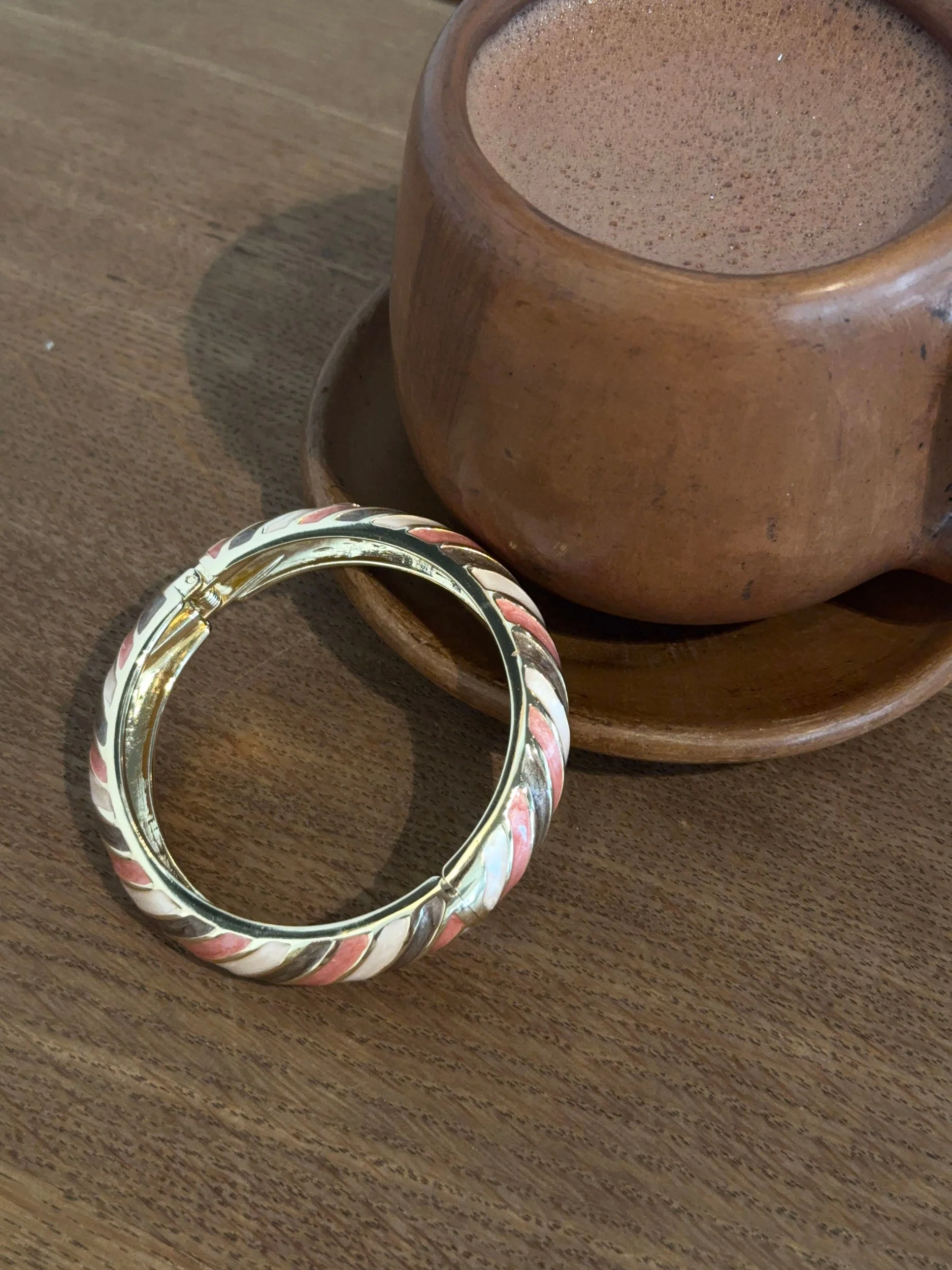 Eivora bracelet with stripes – Pink/brown/gold 3 Eivora bracelet with stripes – Pink/brown/gold