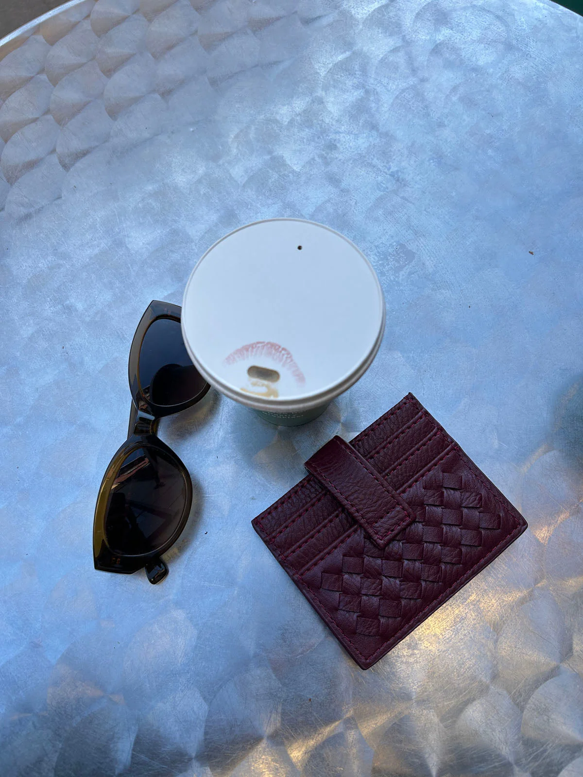 Boston woven card holder - Burgundy 3 Boston woven card holder - Burgundy