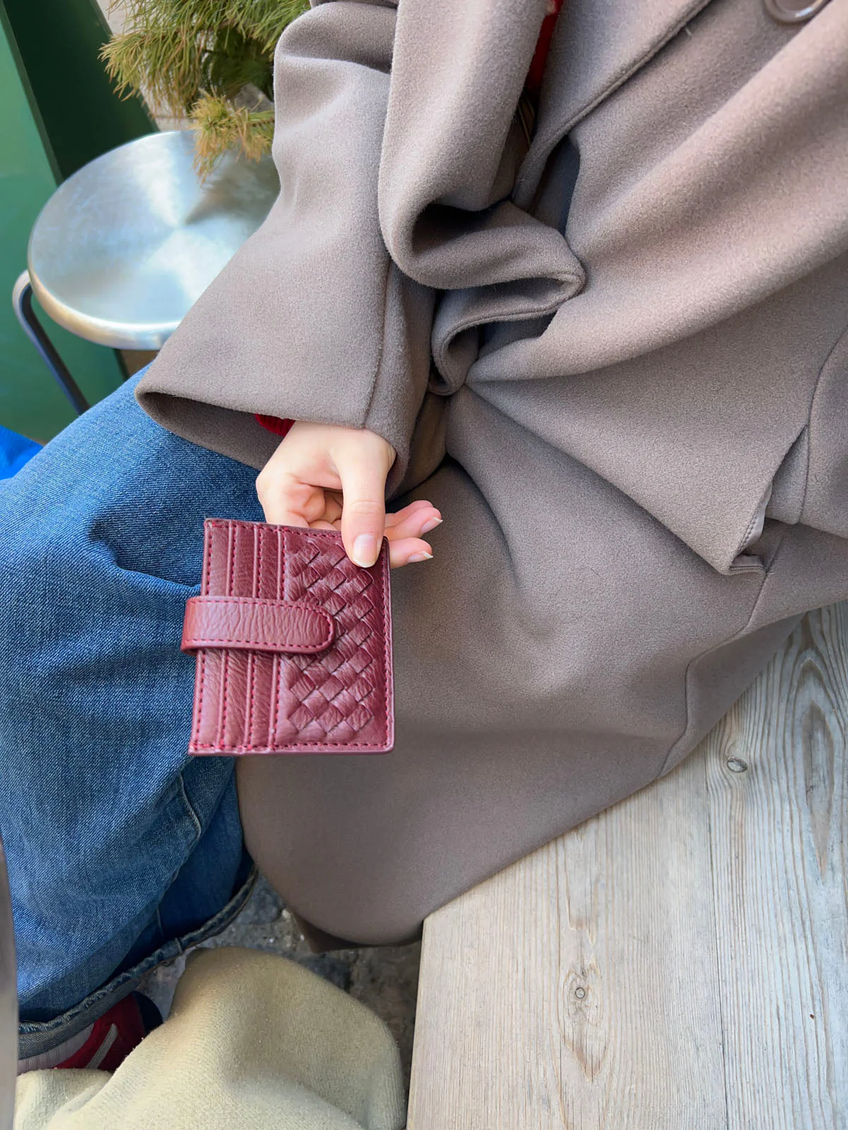 Boston woven card holder - Burgundy 5 Boston woven card holder - Burgundy
