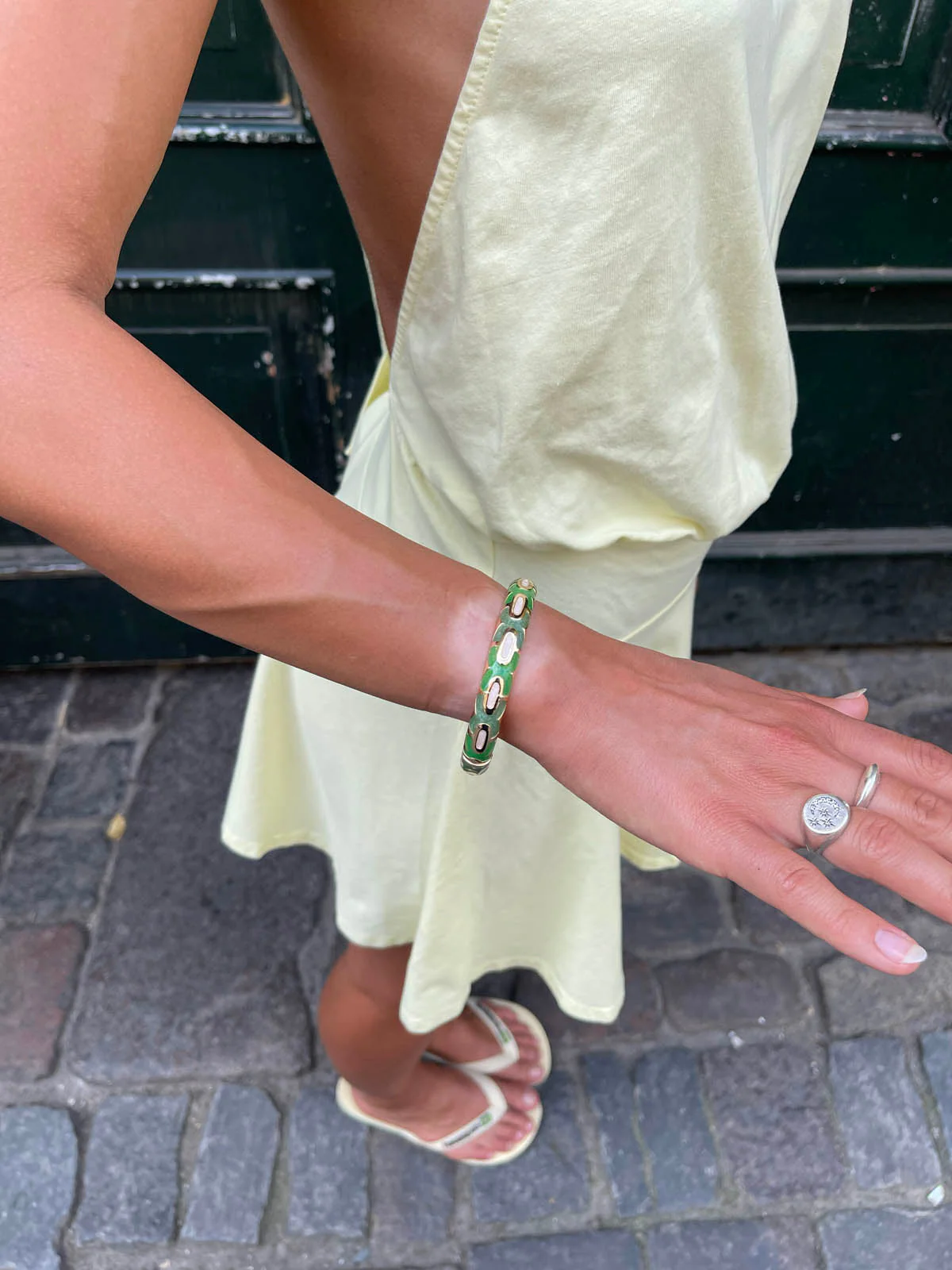 Arma bracelet with Pattern – Green/gold