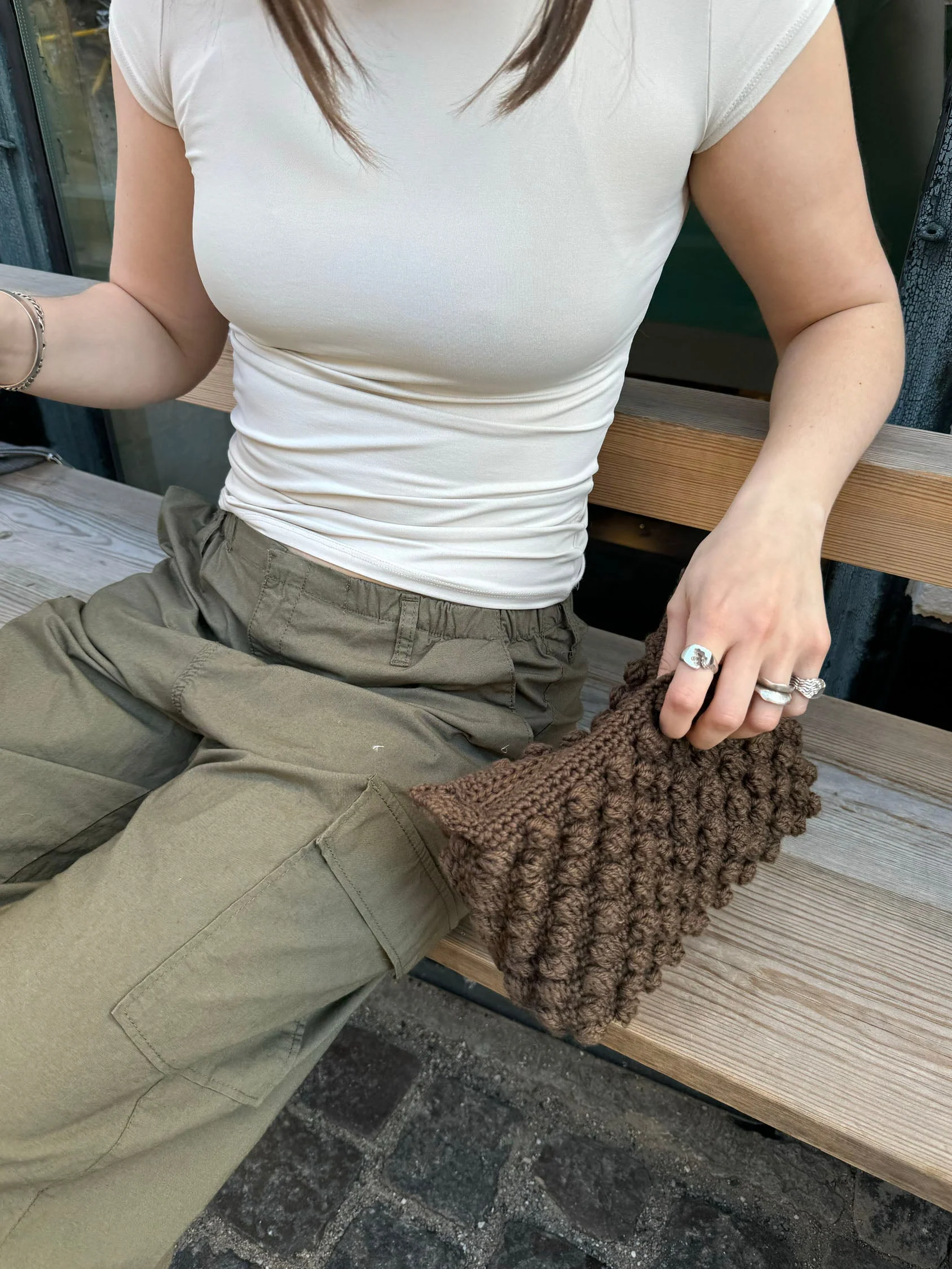 Crocheted clutch – Brown 3 Crocheted clutch – Brown