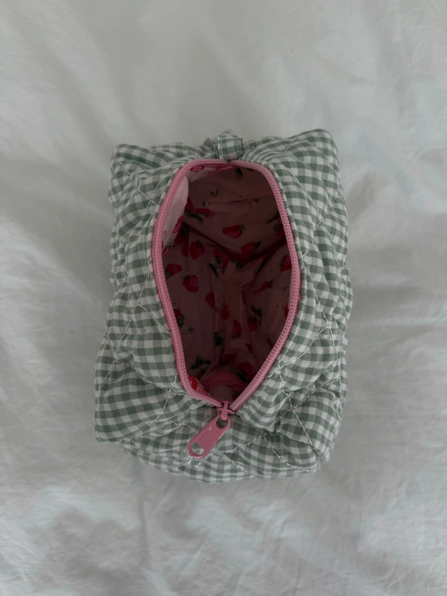 Honey small toiletry bag – White/green checkers 3 Honey small toiletry bag – White/green checkers